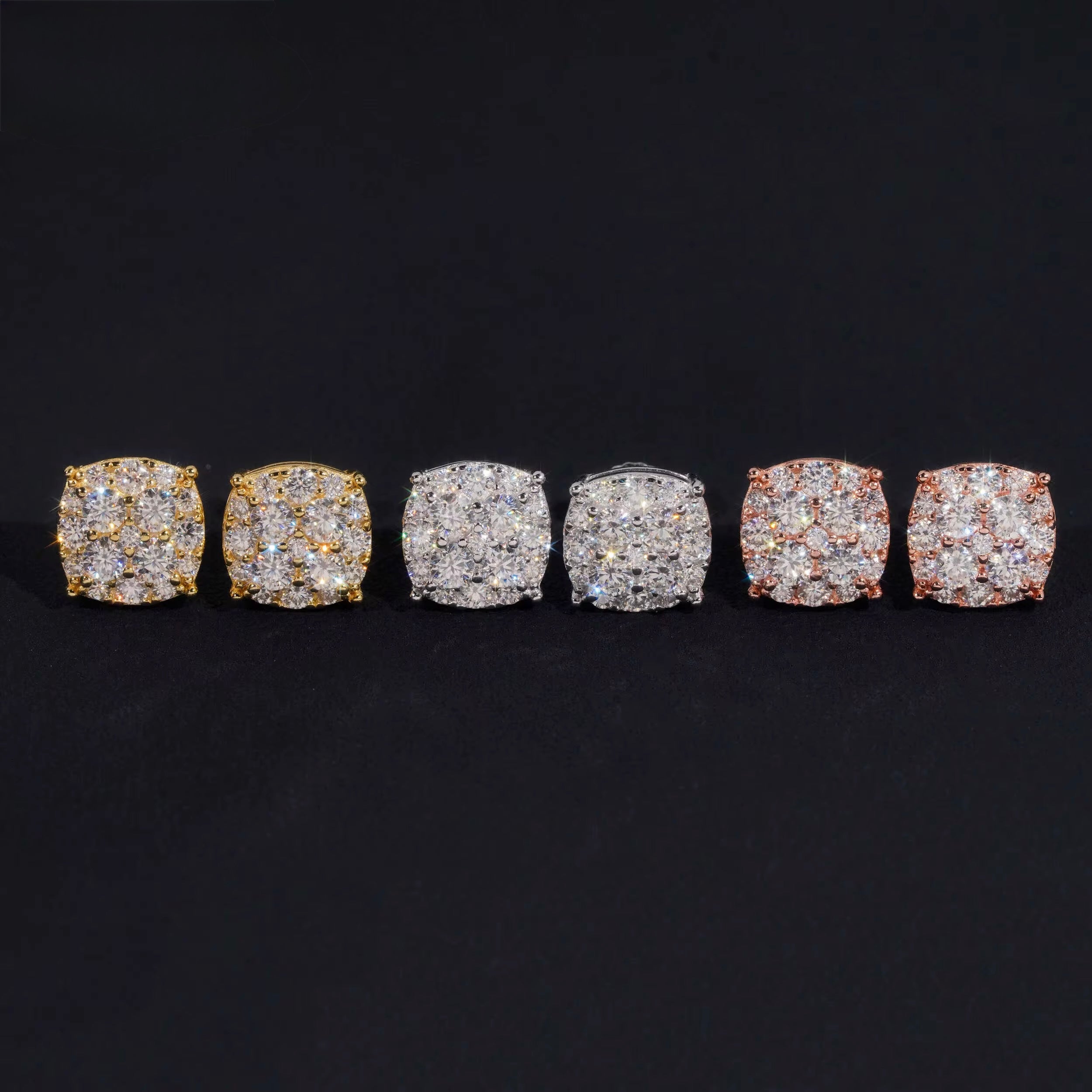 925 Sterling Silver VVS Square Stud Earrings