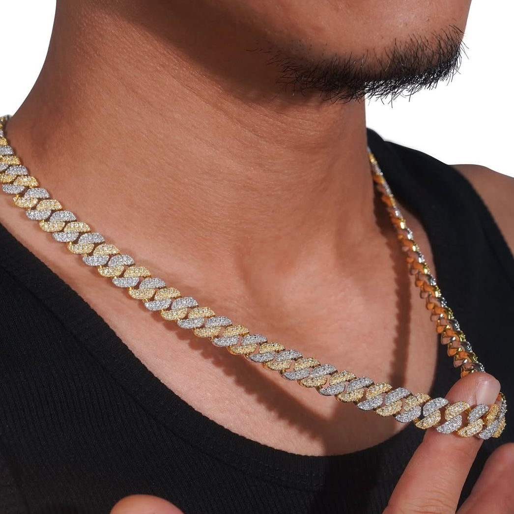 10mm VVS cuban necklace double tone