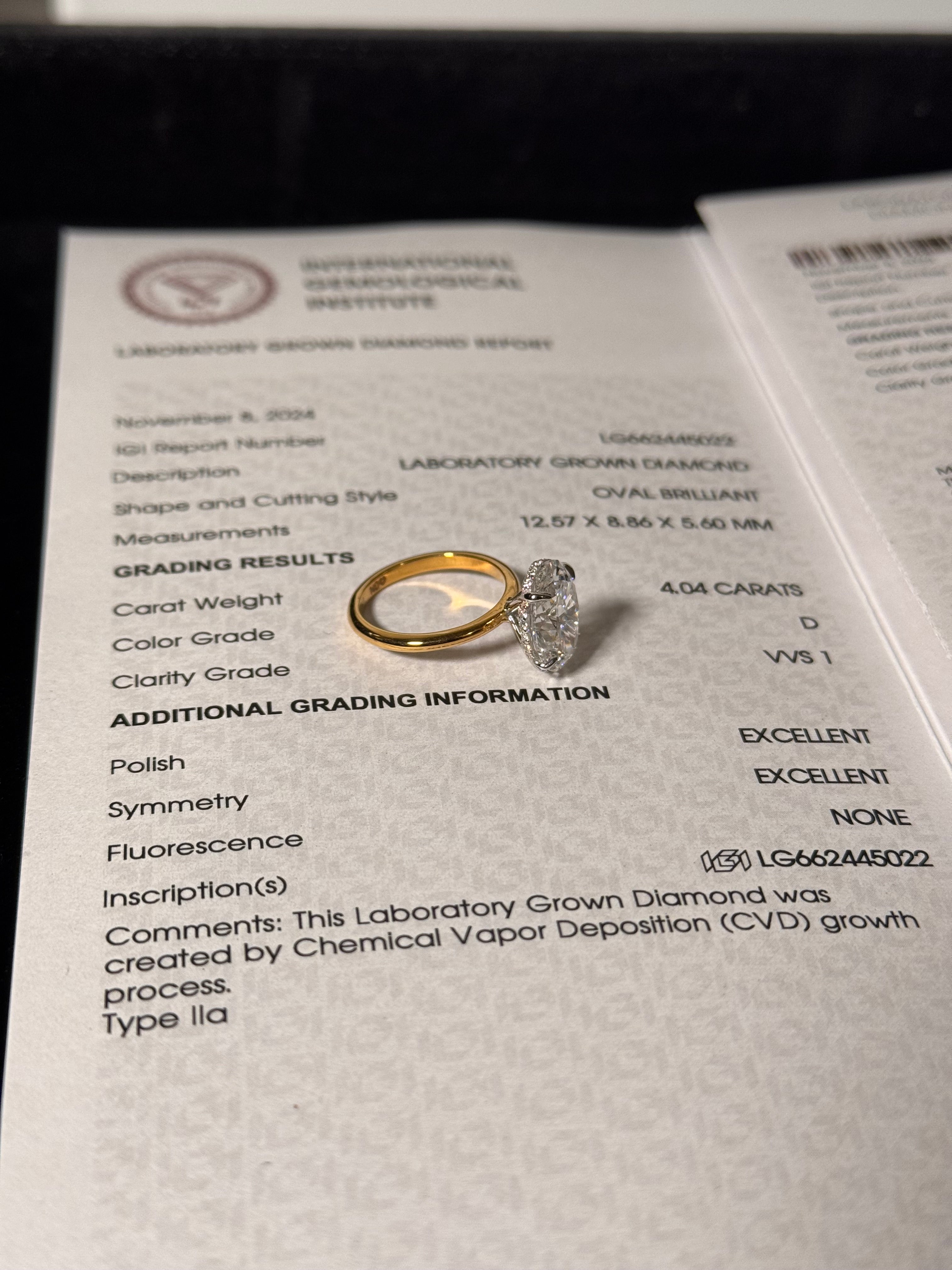 4ct Oval cut 18K Gold ring