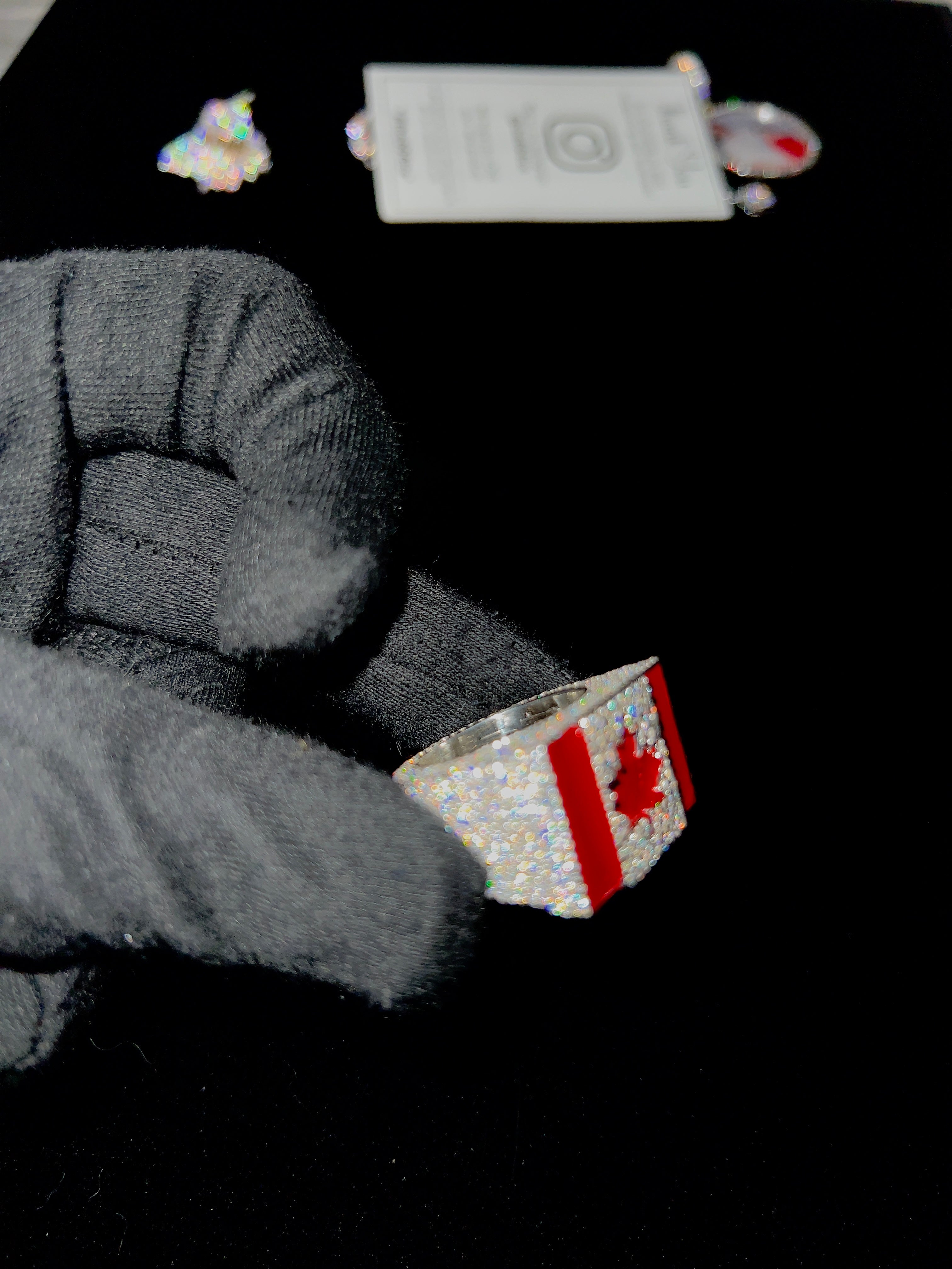 Canada Flag Hip-Hop Ring  5ct VVS Diamonds