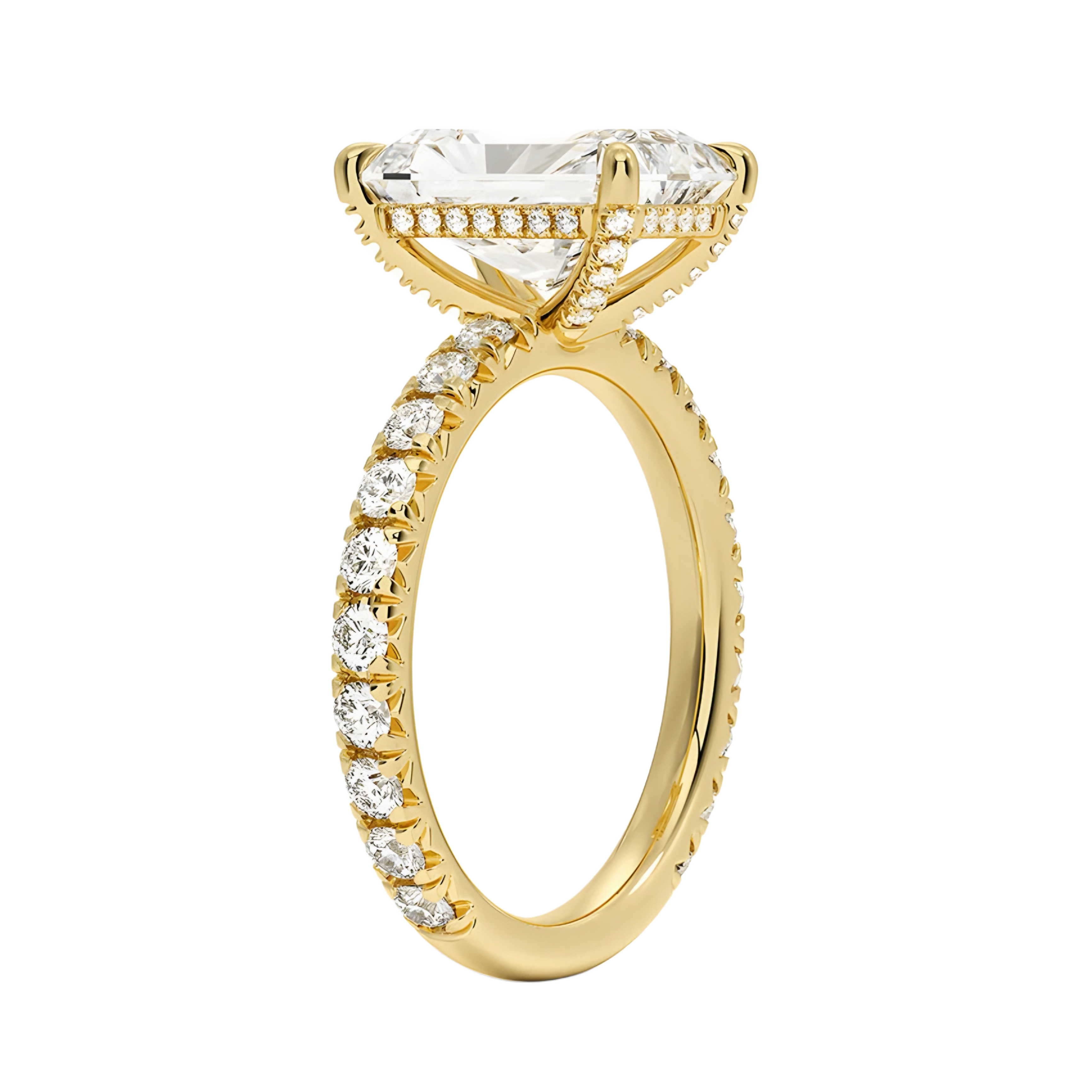3ct Radiant cut 18K gold Ring