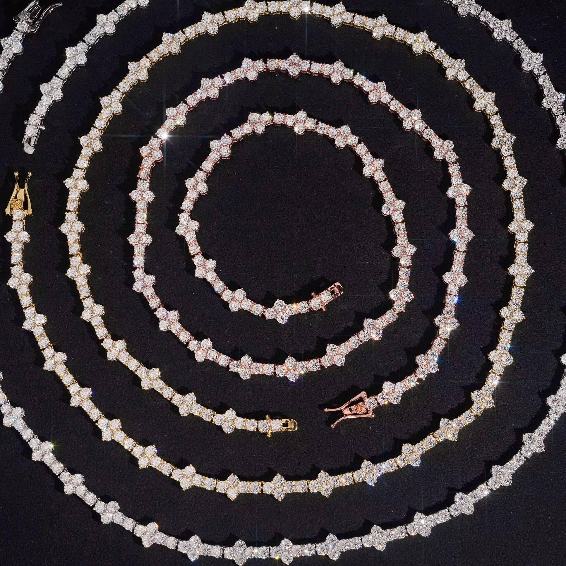 3MM Flawless Flower Cluster Tennis Necklace