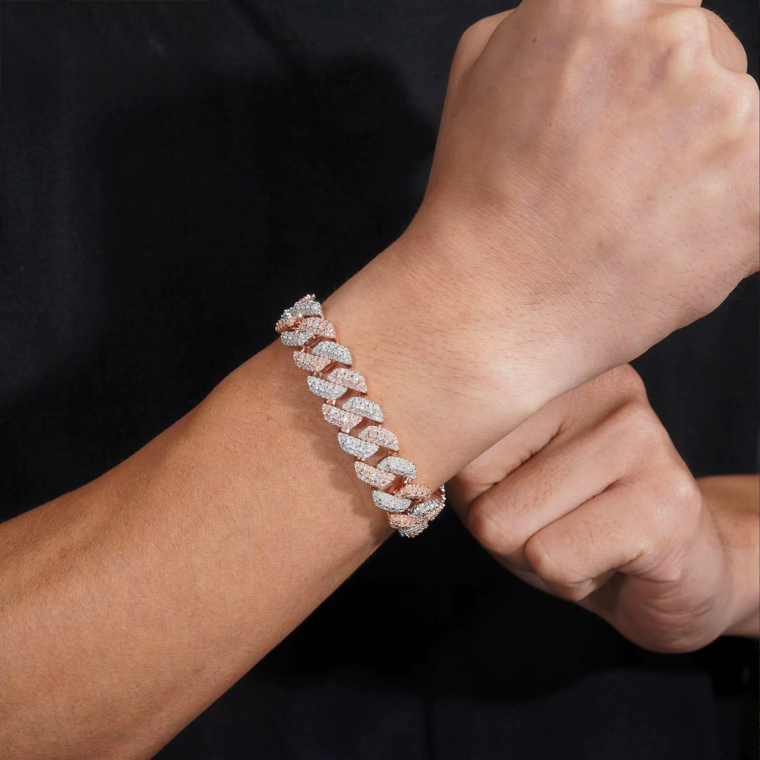 13mm two tone VVS cuban bracelet