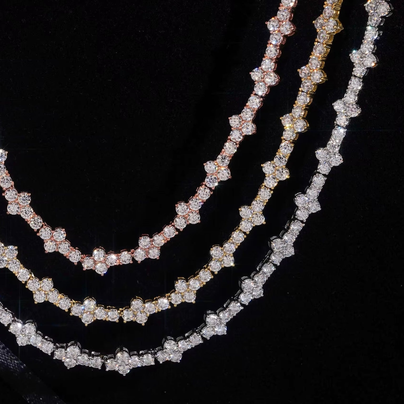 3MM Flawless Flower Cluster Tennis Necklace