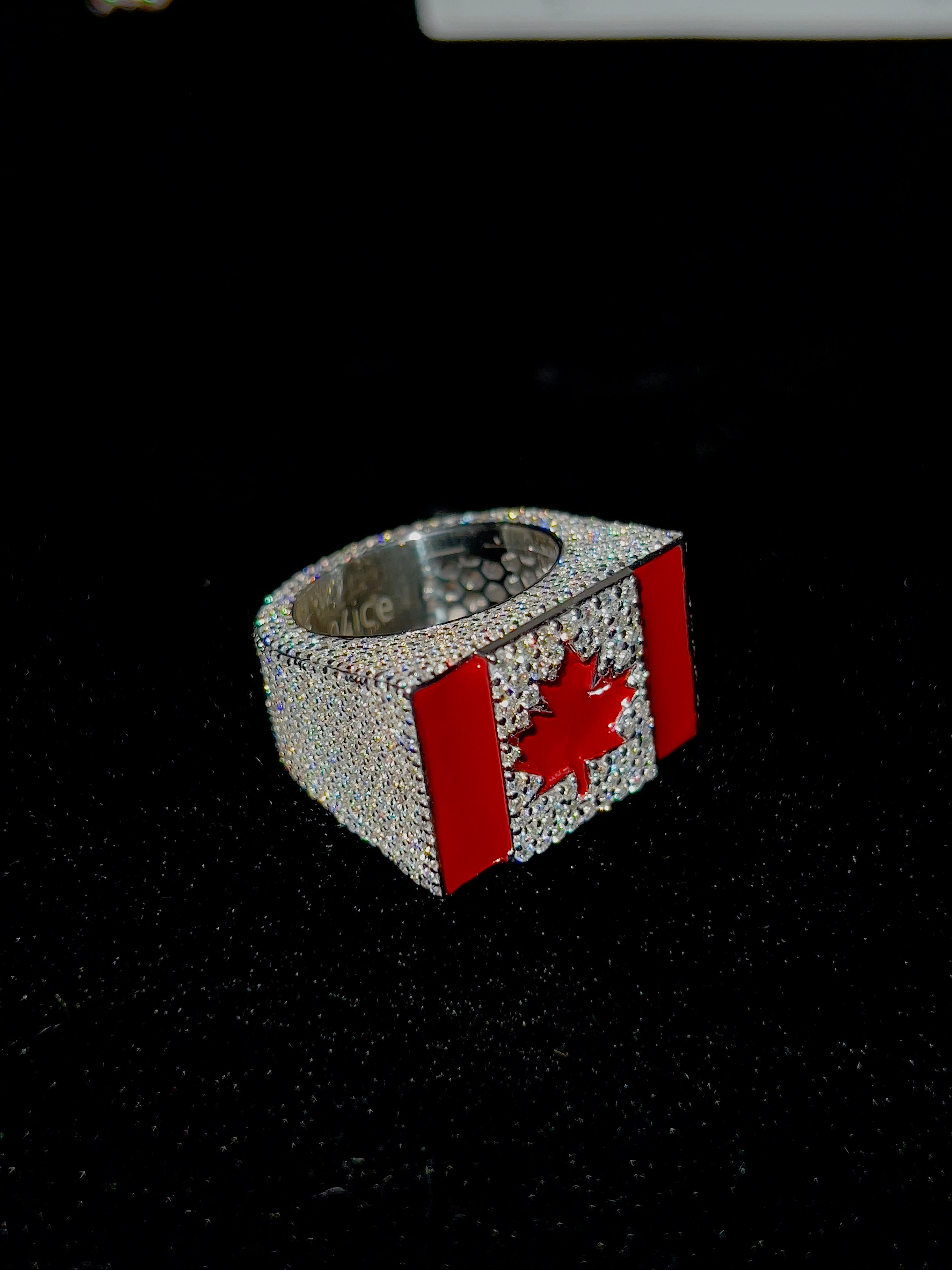Canada Flag Hip-Hop Ring  5ct VVS Diamonds