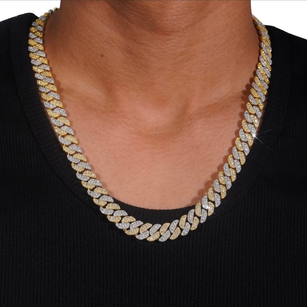 10mm VVS cuban necklace double tone