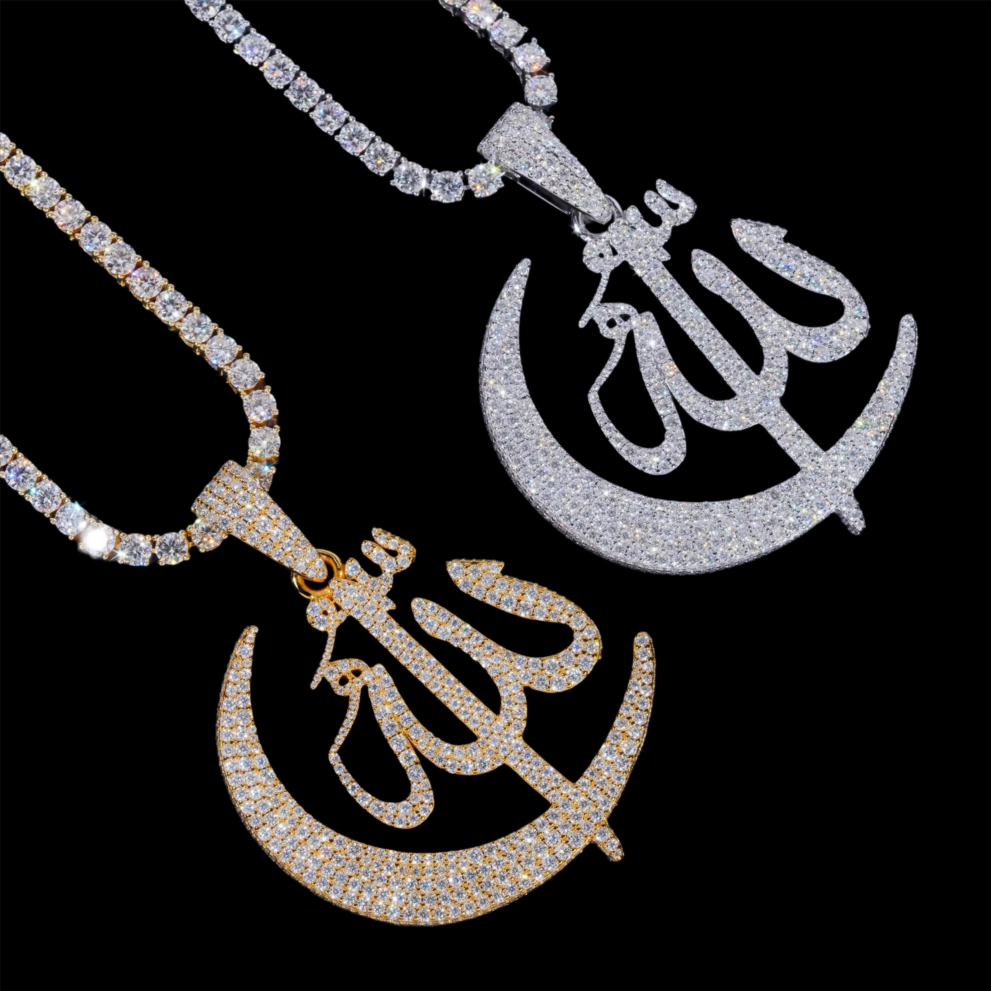 14K Gold VVS DIAMONDS Allah Pendant