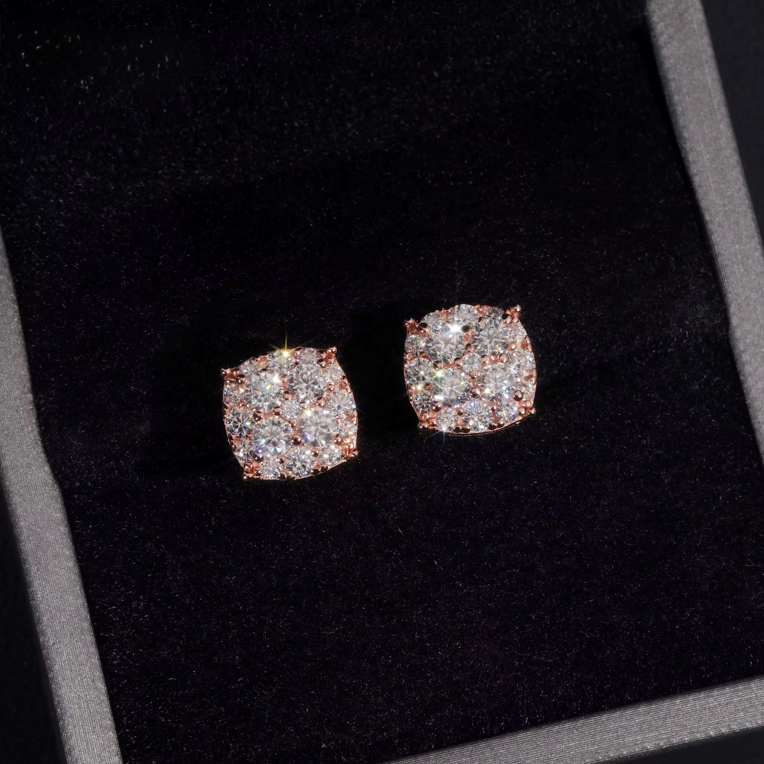 925 Sterling Silver VVS Square Stud Earrings