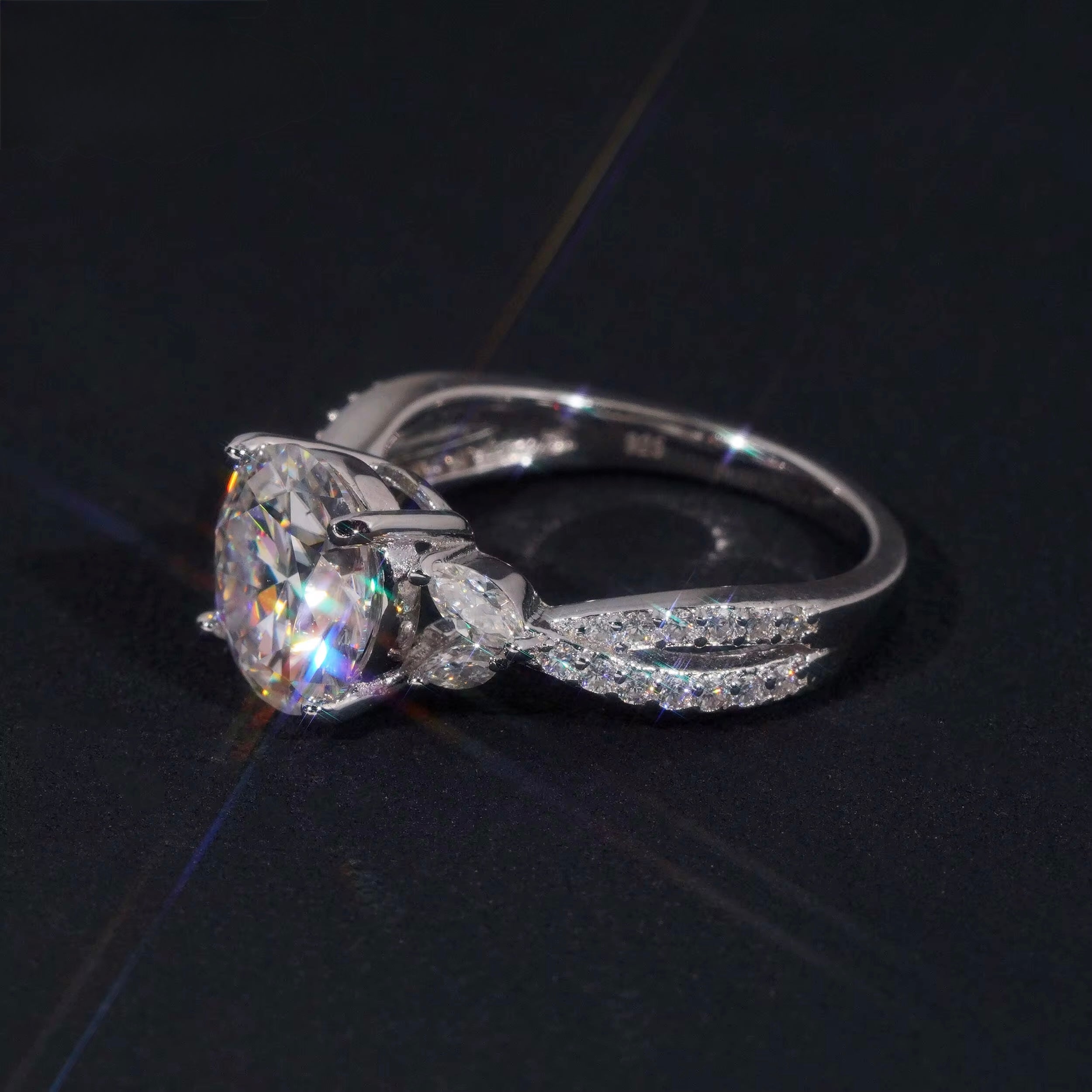 3ct Floral round cut VVS S925 ring