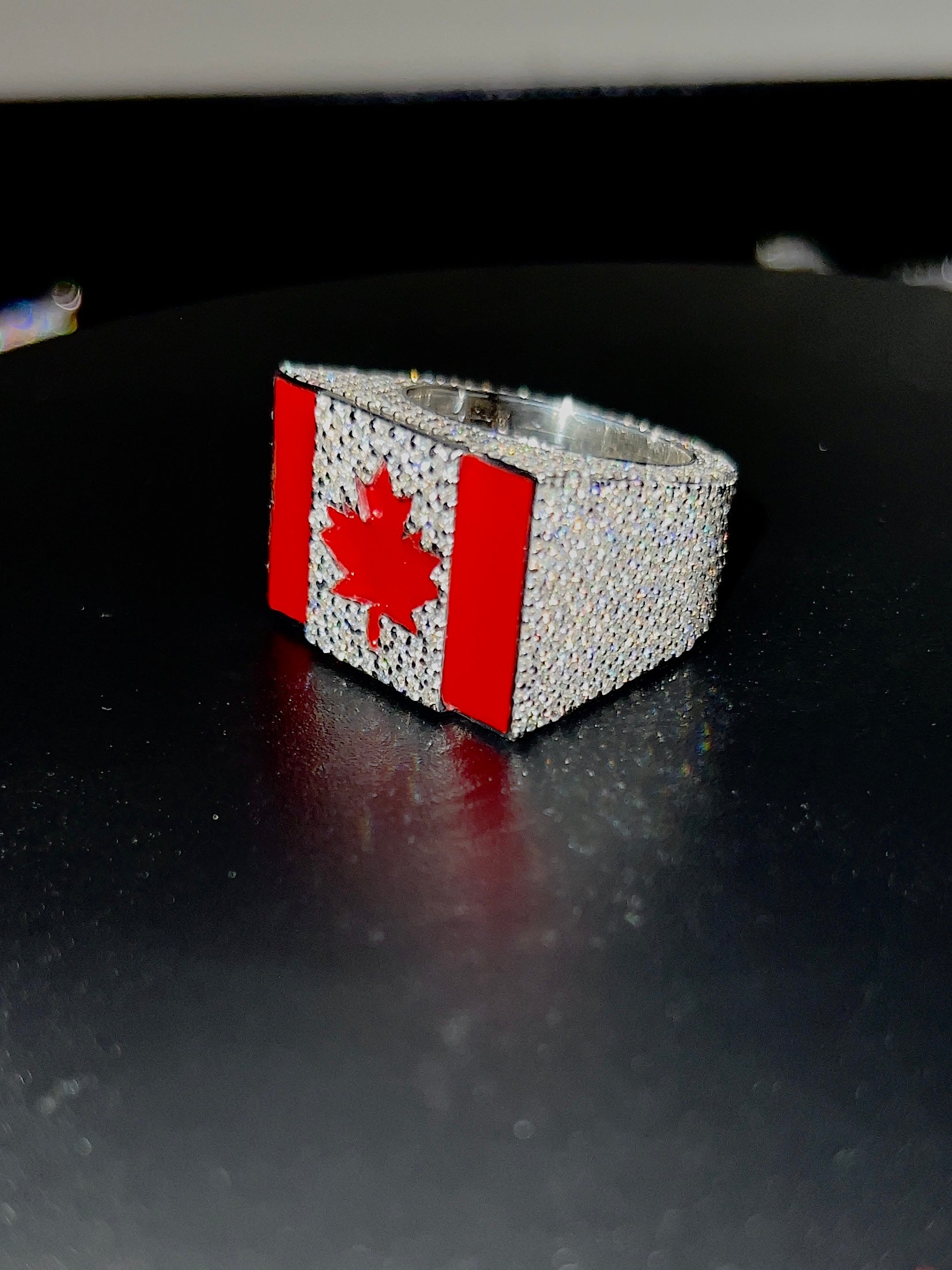 Canada Flag Hip-Hop Ring  5ct VVS Diamonds