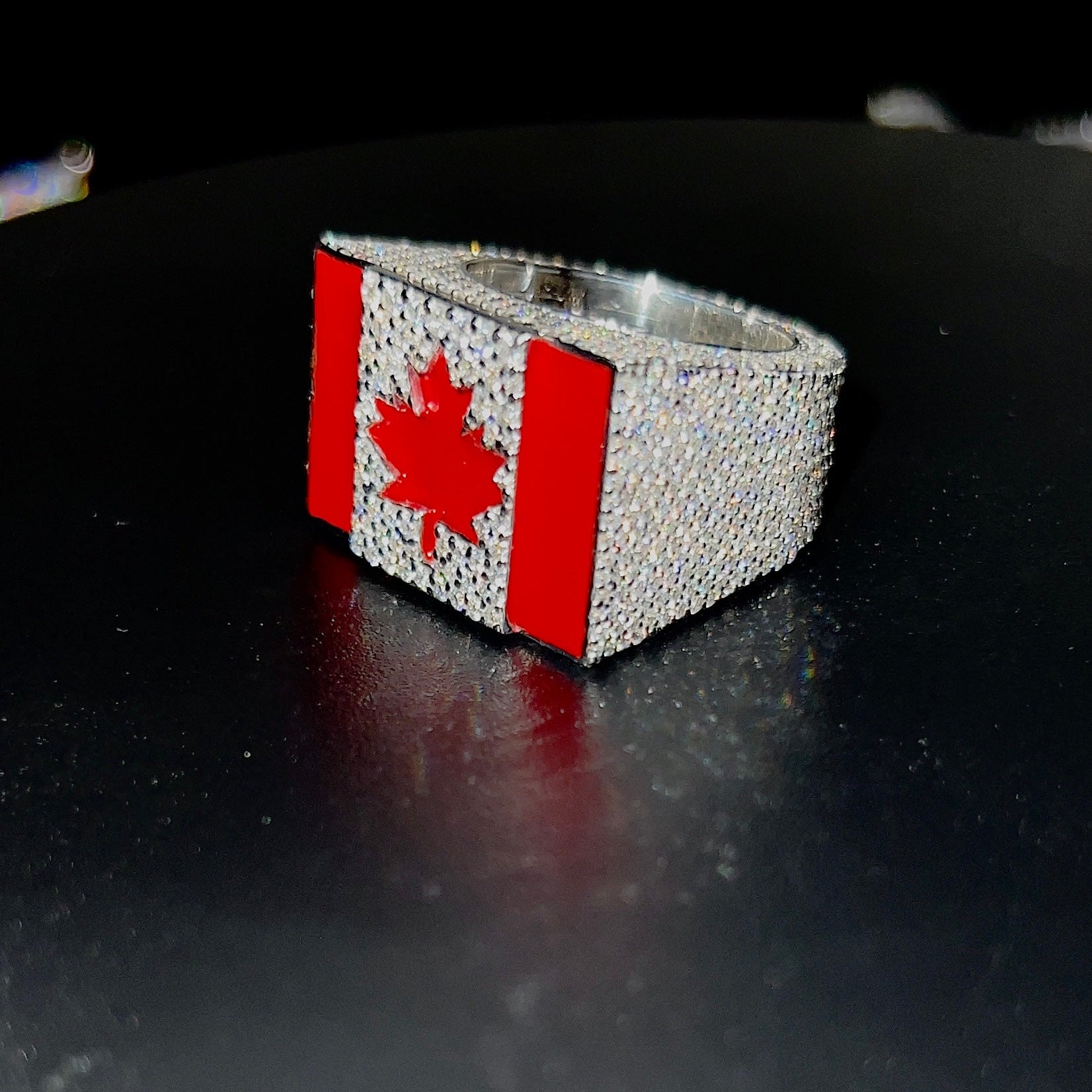 Canada Flag Hip-Hop Ring 5ct VVS Diamonds
