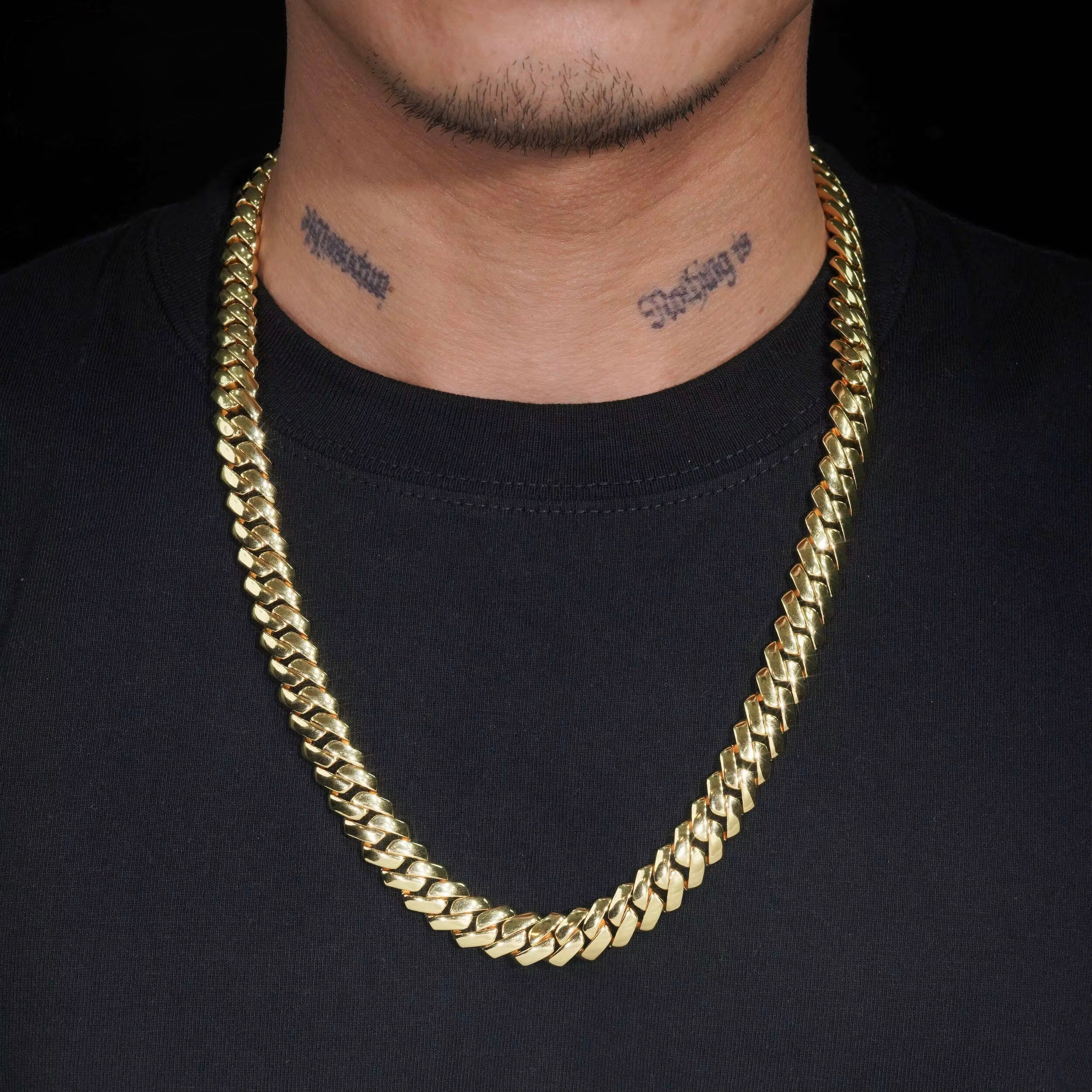 12mm 14K Gold cuban link necklace