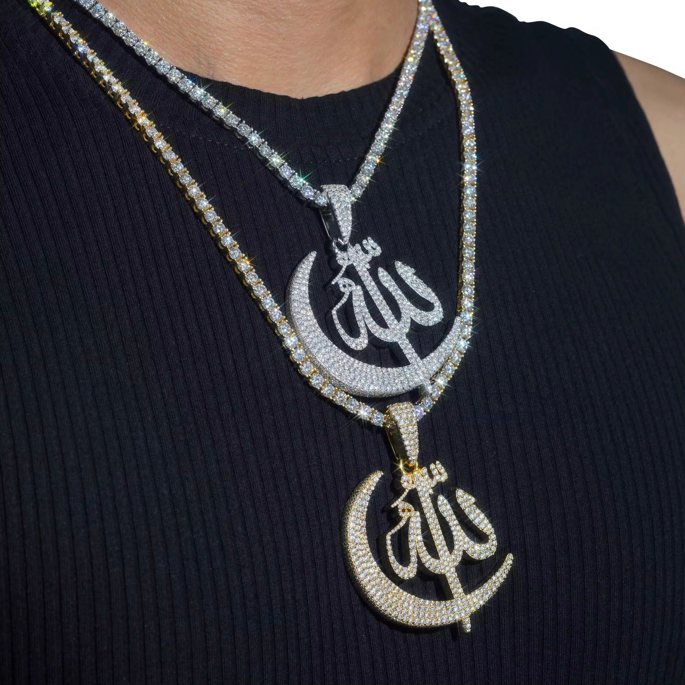 14K Gold VVS DIAMONDS Allah Pendant