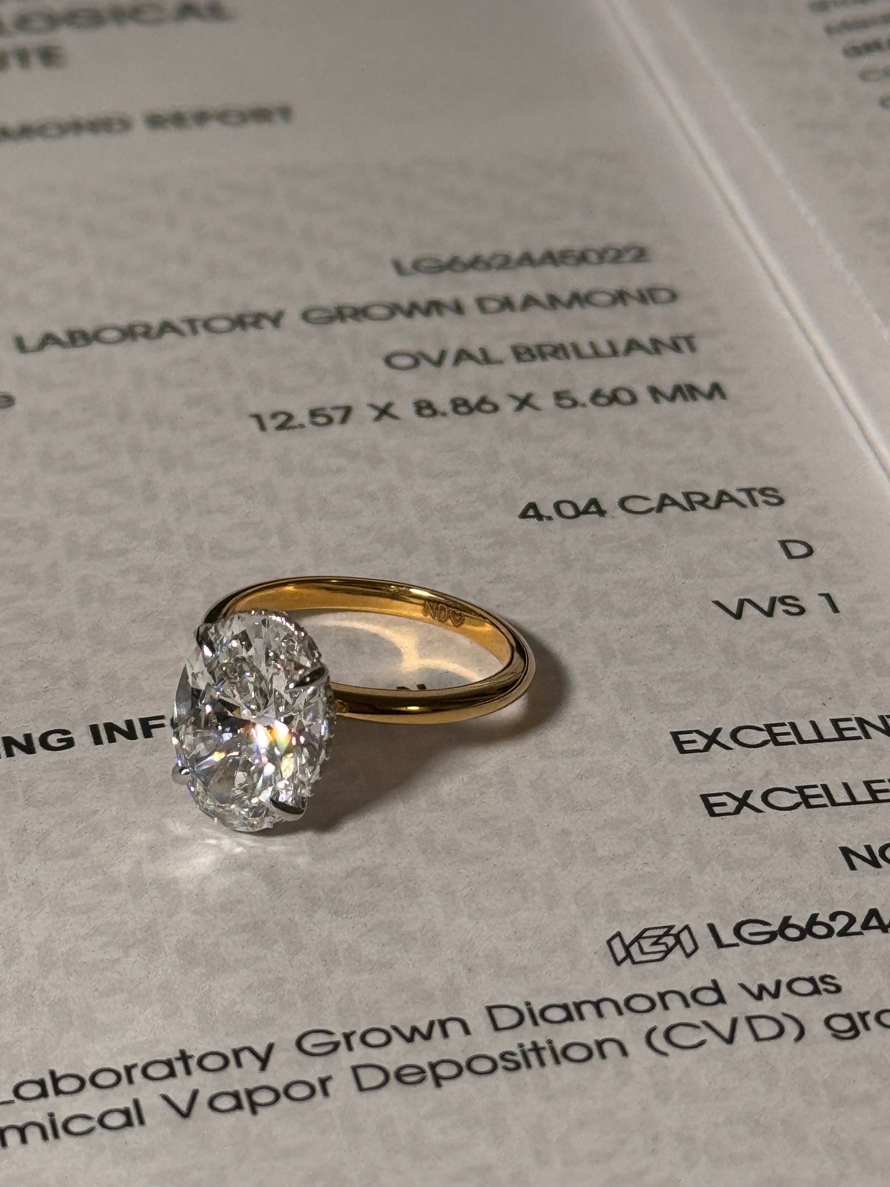 4ct Oval cut 18K Gold ring