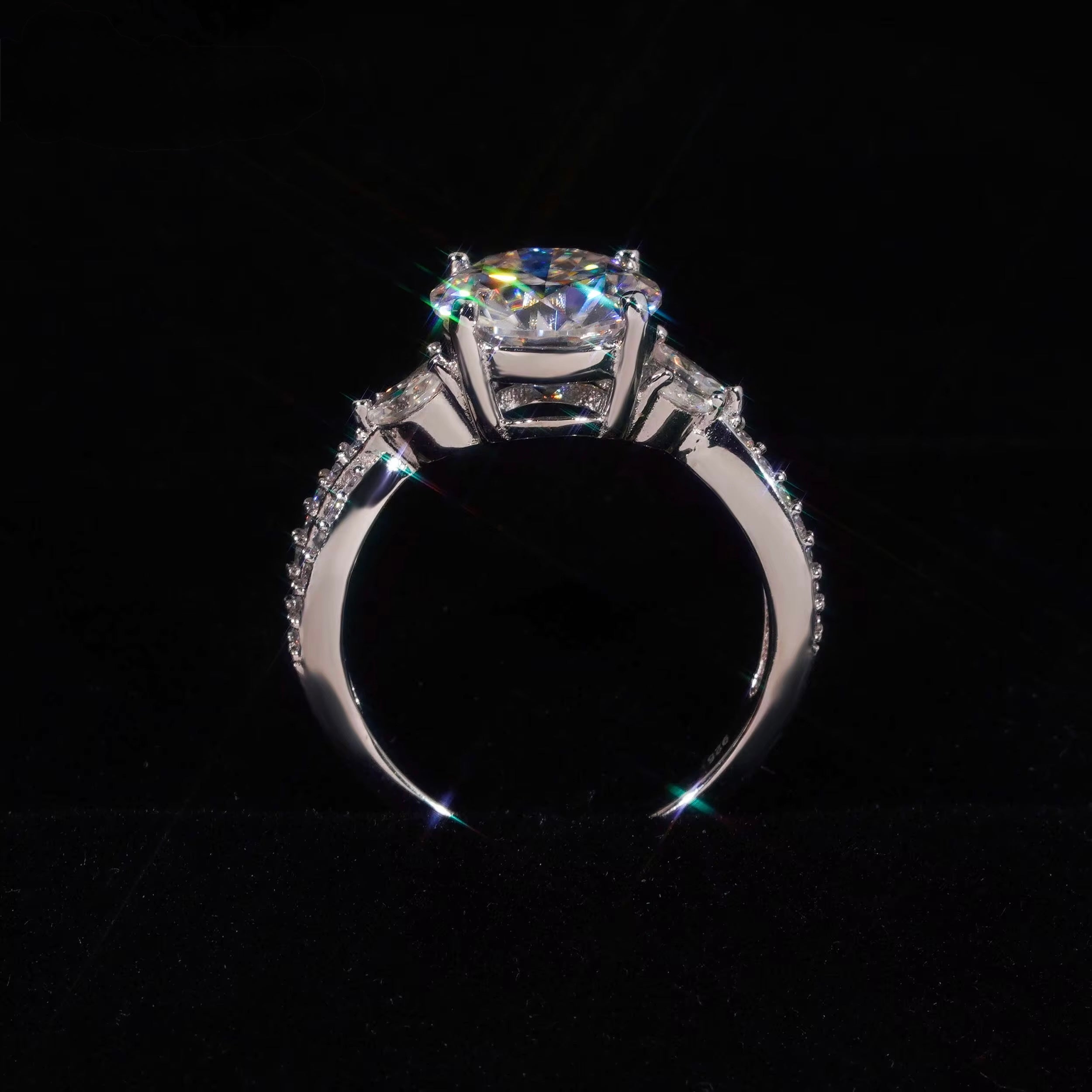 3ct Floral round cut VVS S925 ring