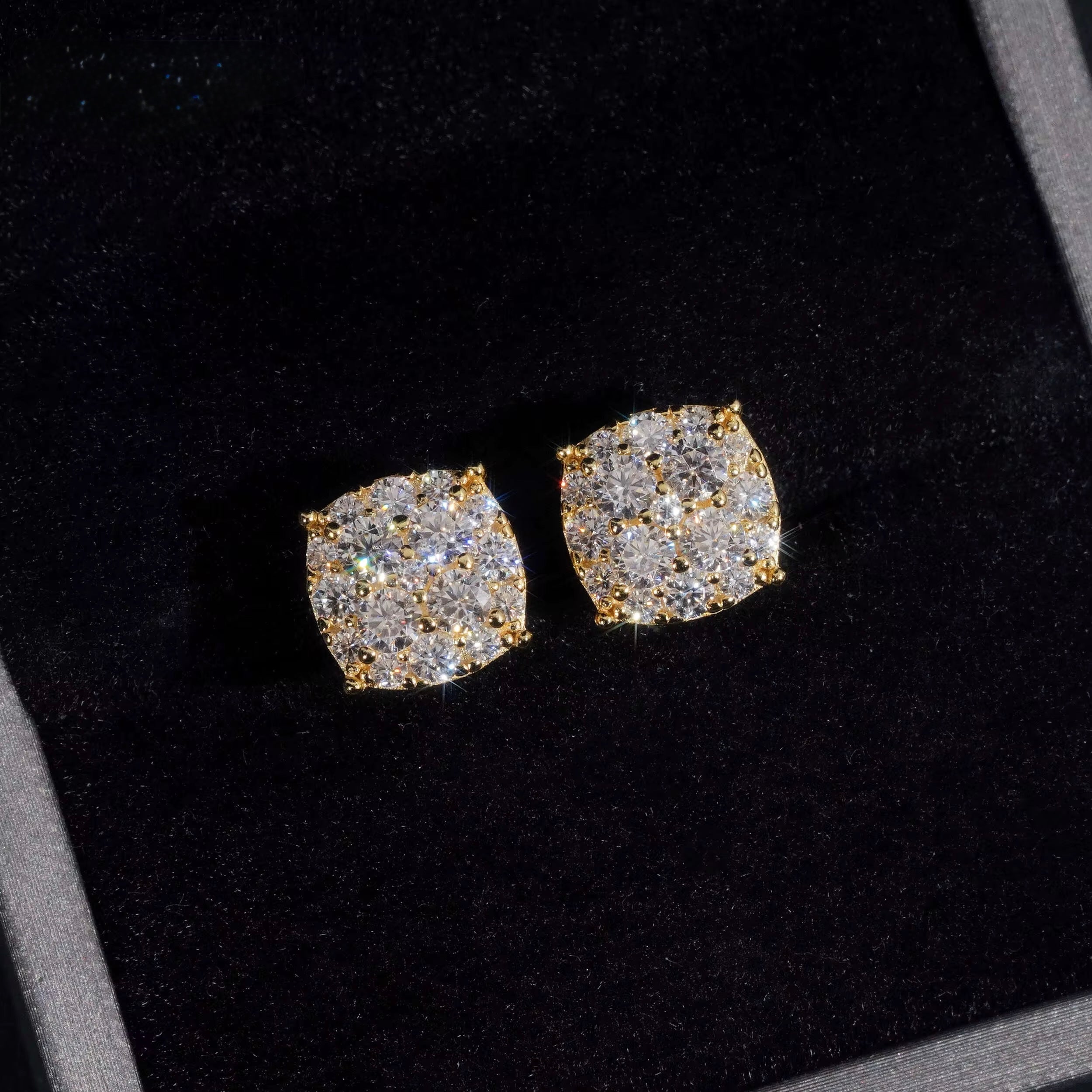 925 Sterling Silver VVS Square Stud Earrings