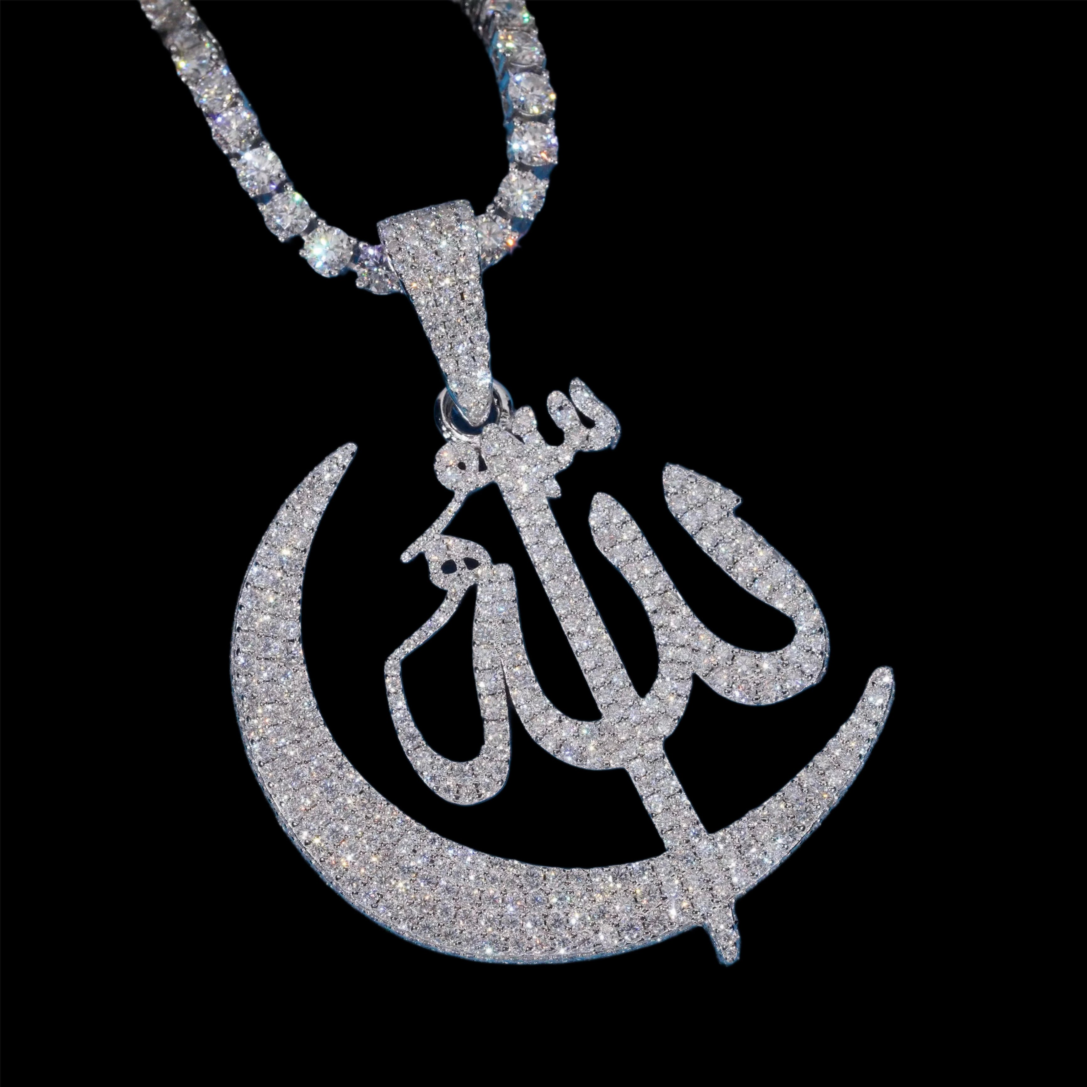 14K Gold VVS DIAMONDS Allah Pendant