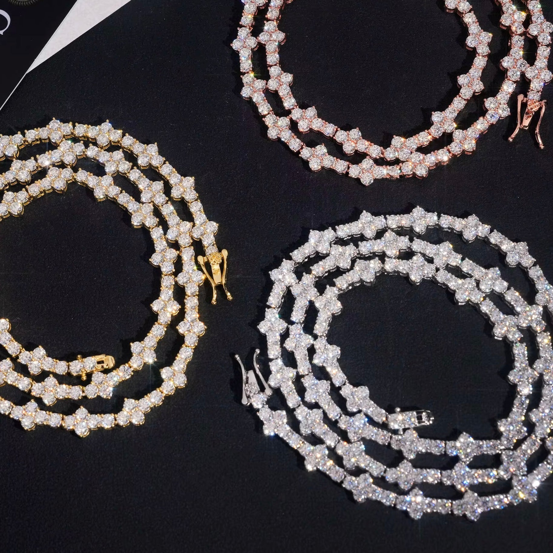 3MM Flawless Flower Cluster Tennis Necklace