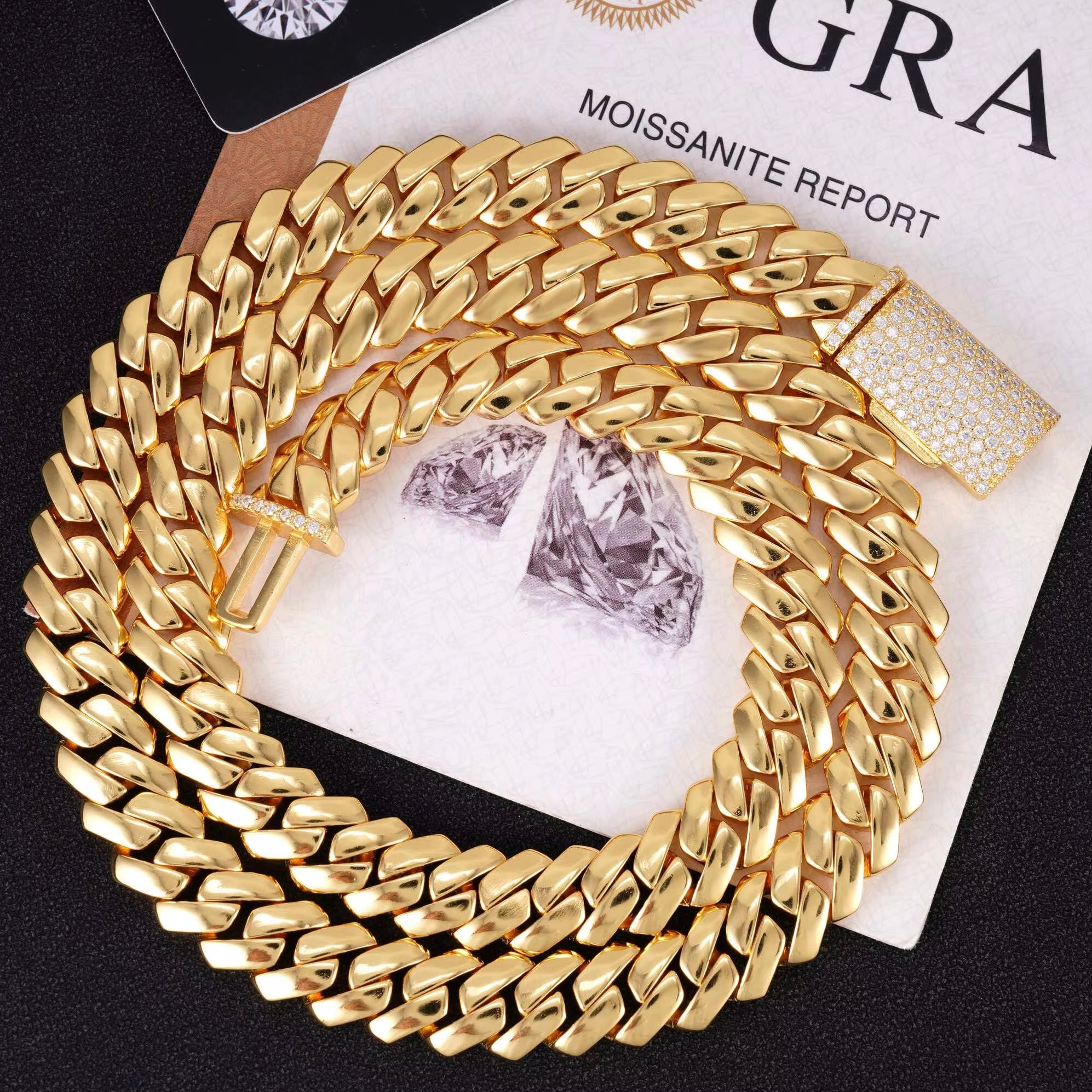 12mm 14K Gold cuban link necklace