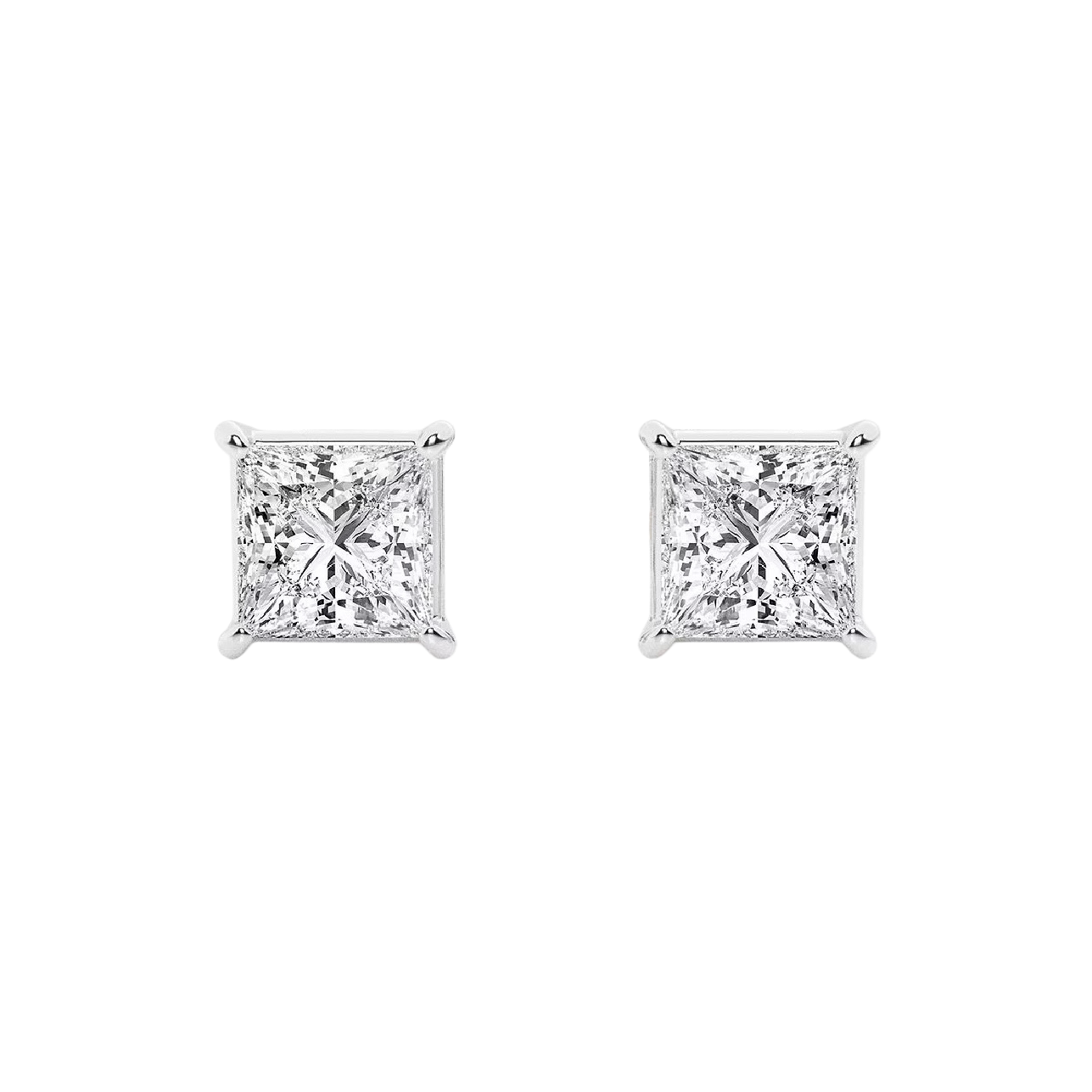 2CTW Princess Cut VVS Diamond earrings