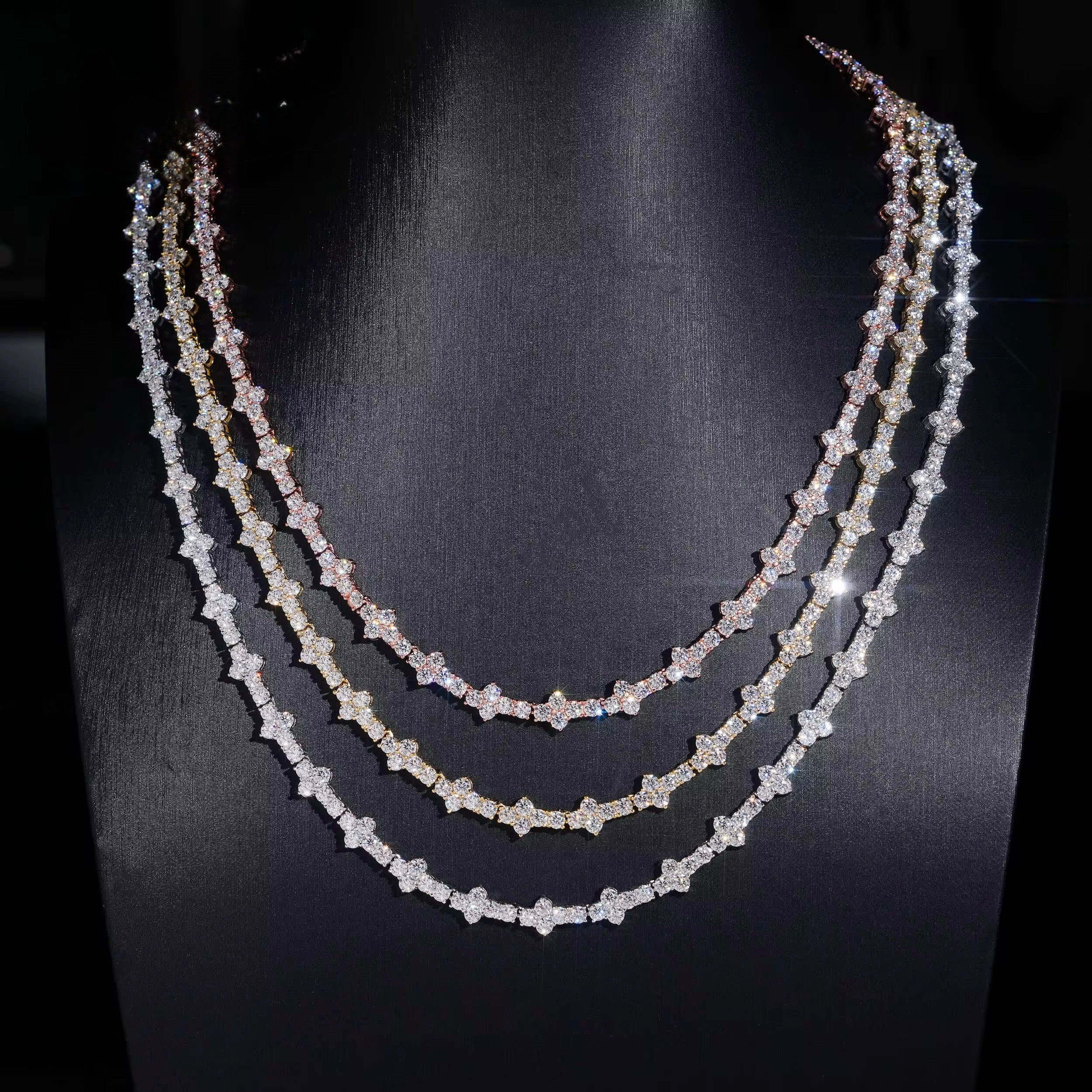 3MM Flawless Flower Cluster Tennis Necklace