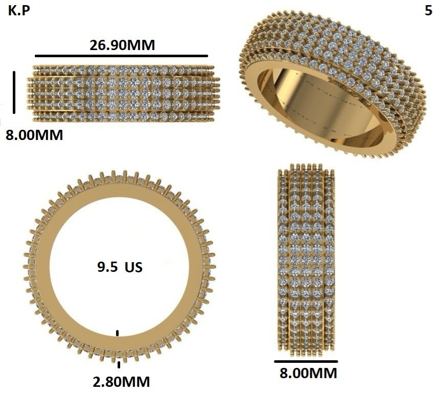 2.80 CT 18k Gold VVS DIAMONDS BAND