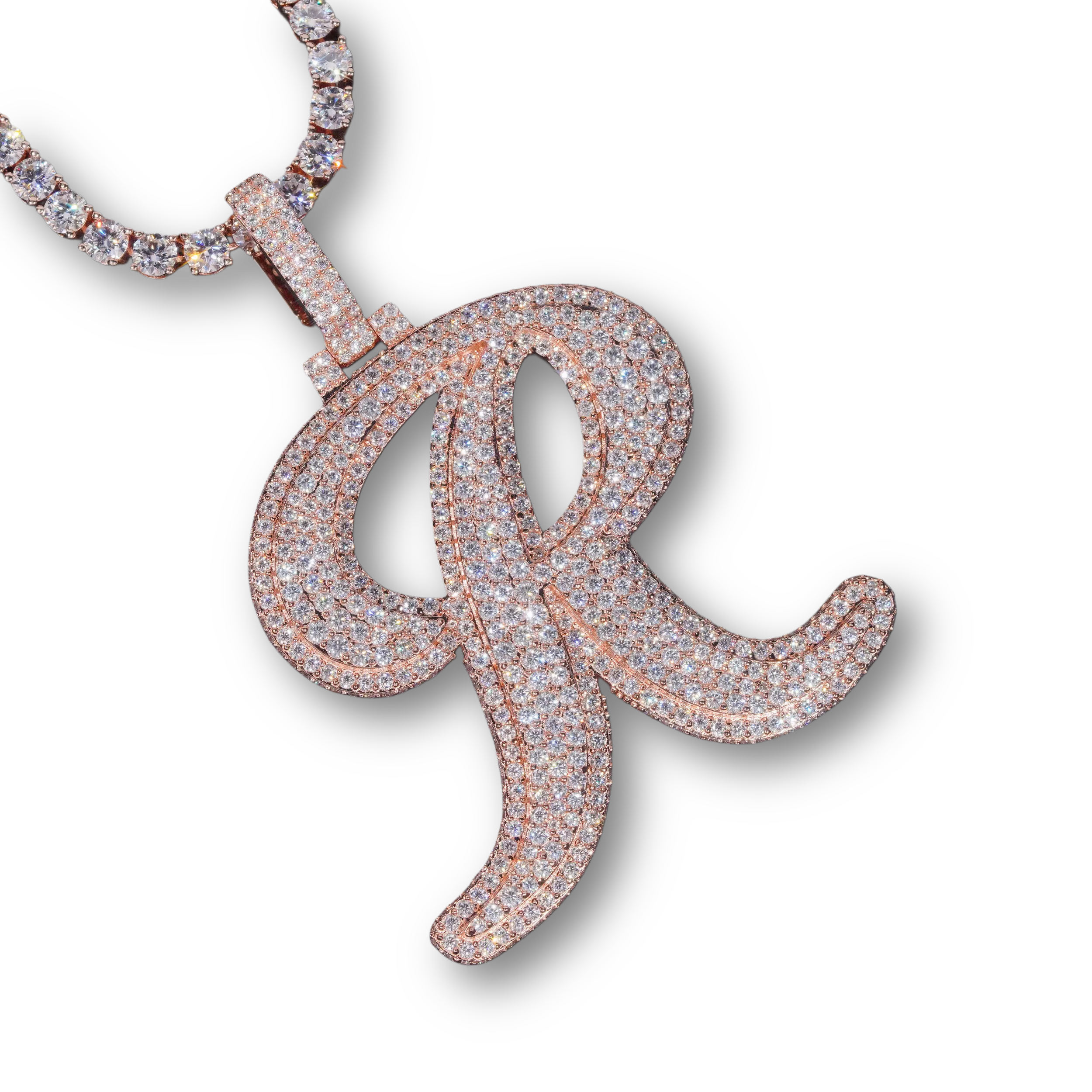 3.5 CT 14K Gold VVS Diamond initial pendant
