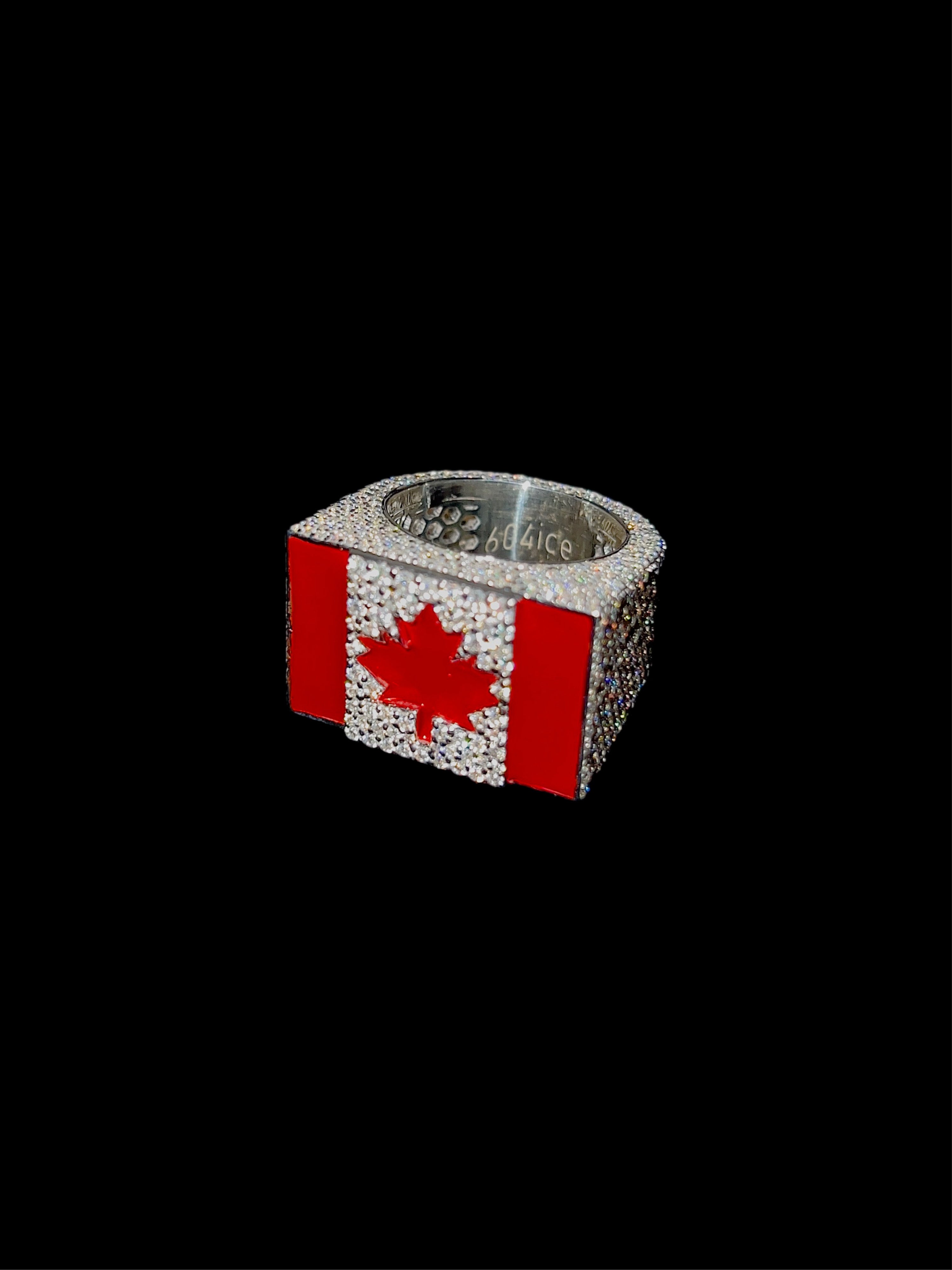Canada Flag Hip-Hop Ring  5ct VVS Diamonds