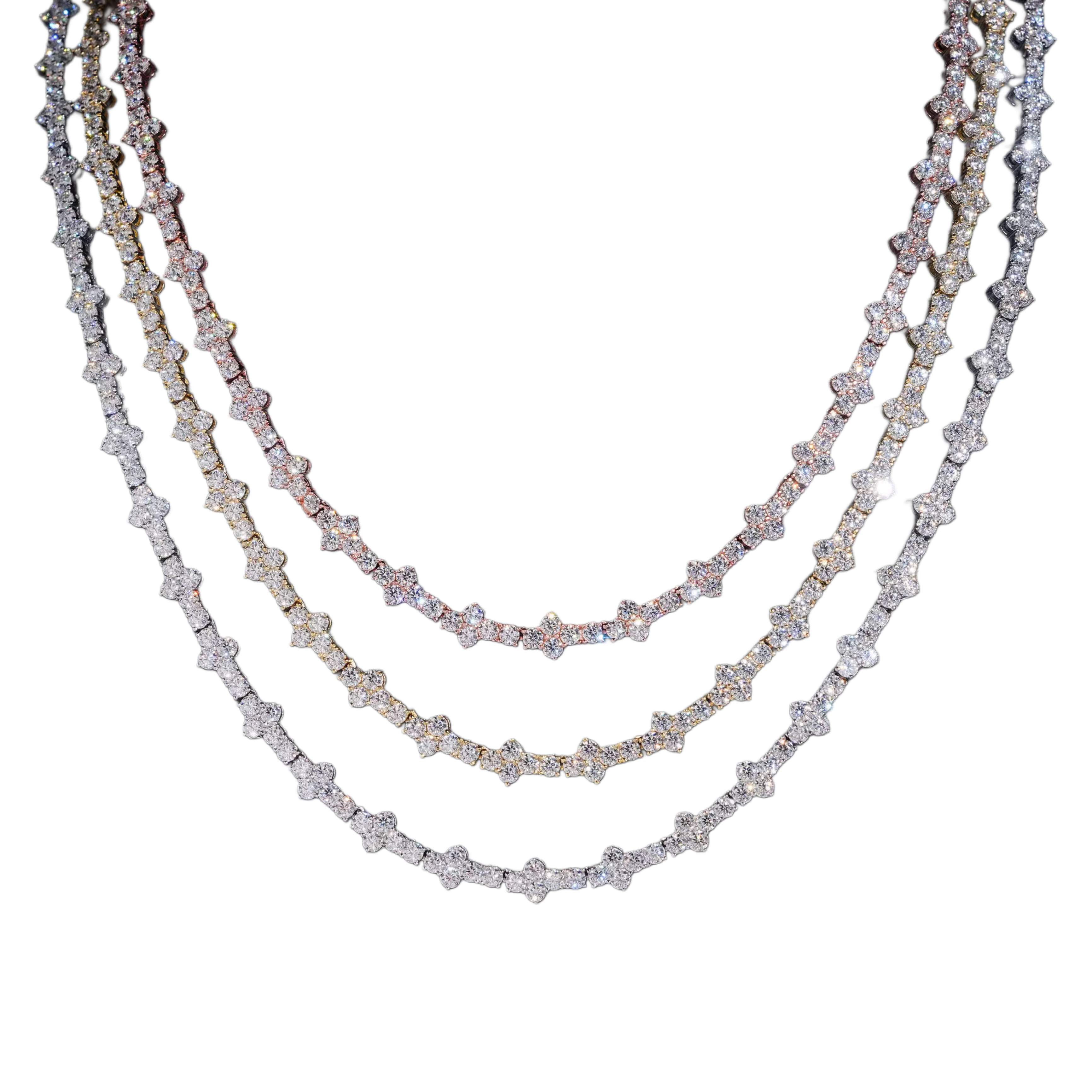 3MM Flawless Flower Cluster Tennis Necklace