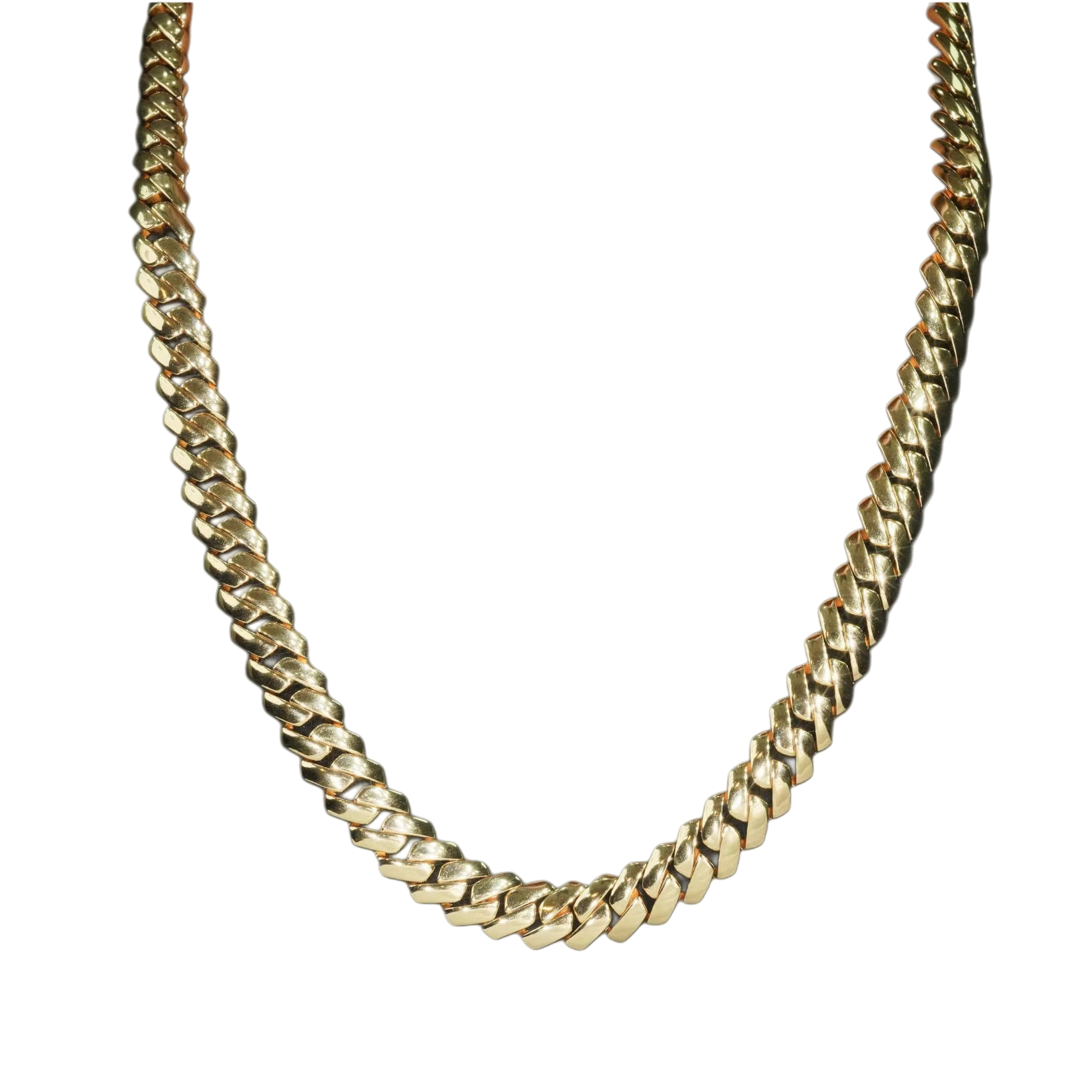 12mm 14K Gold cuban link necklace