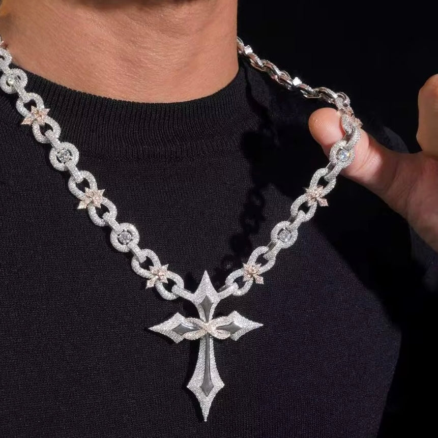 Infinity Star Link Chain Cross Pendant
