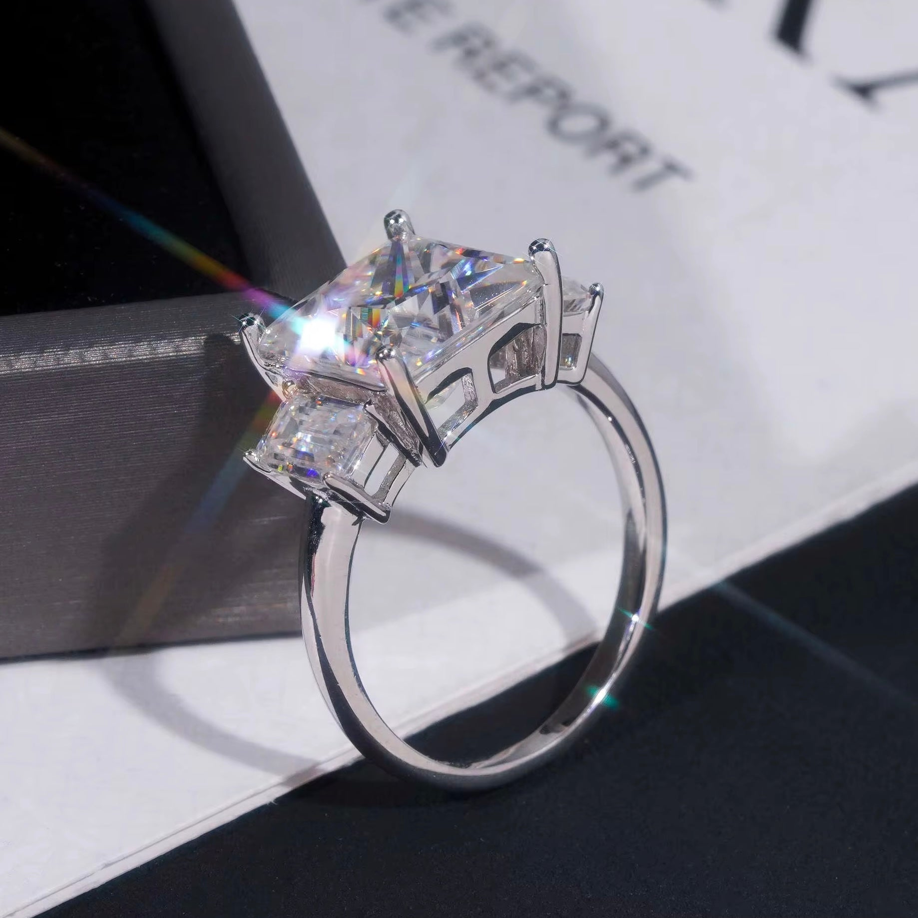 6ct Three-Stone Princess Cut VVS Ring