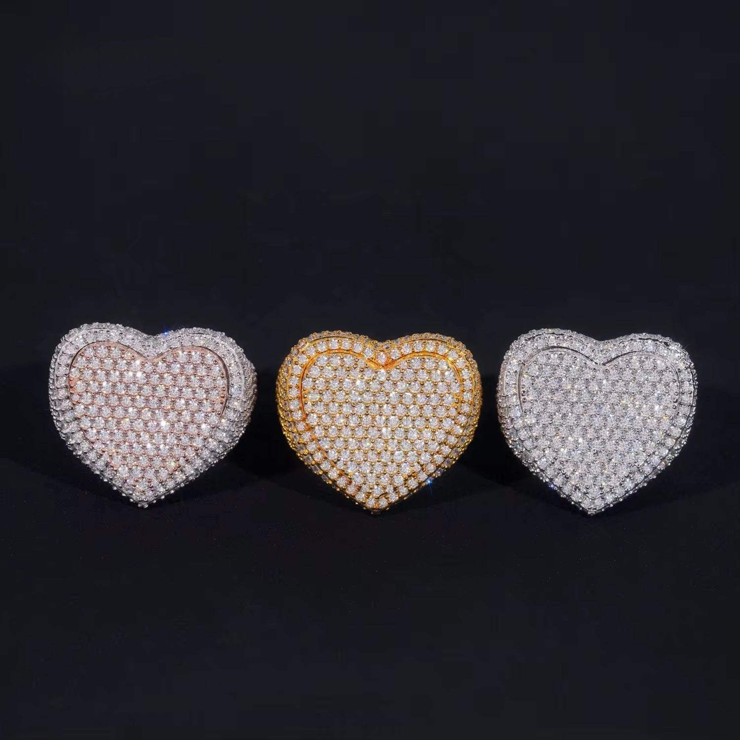 S925  VVS Heart Iced Ring