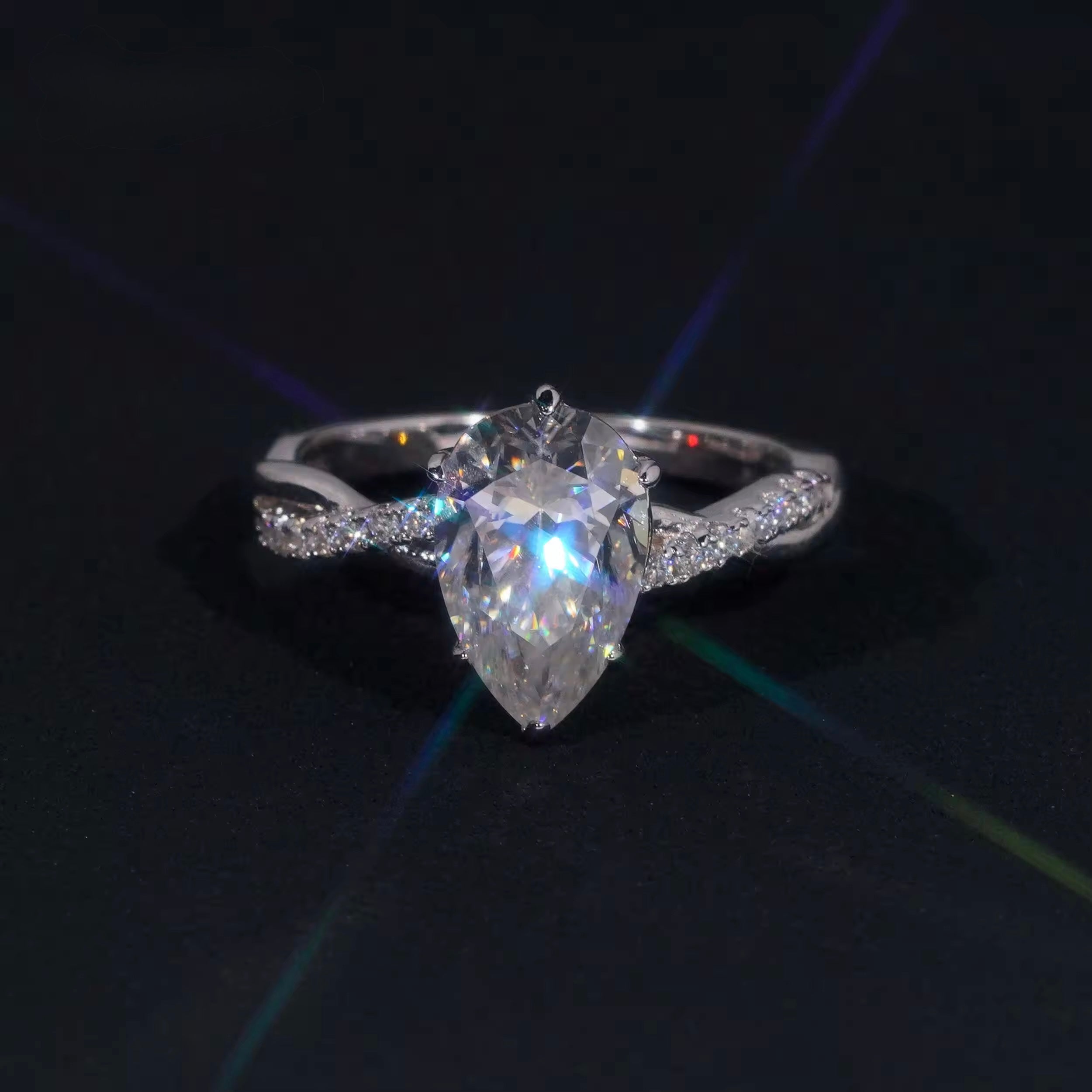 3ct pear cut VVS S925 ring