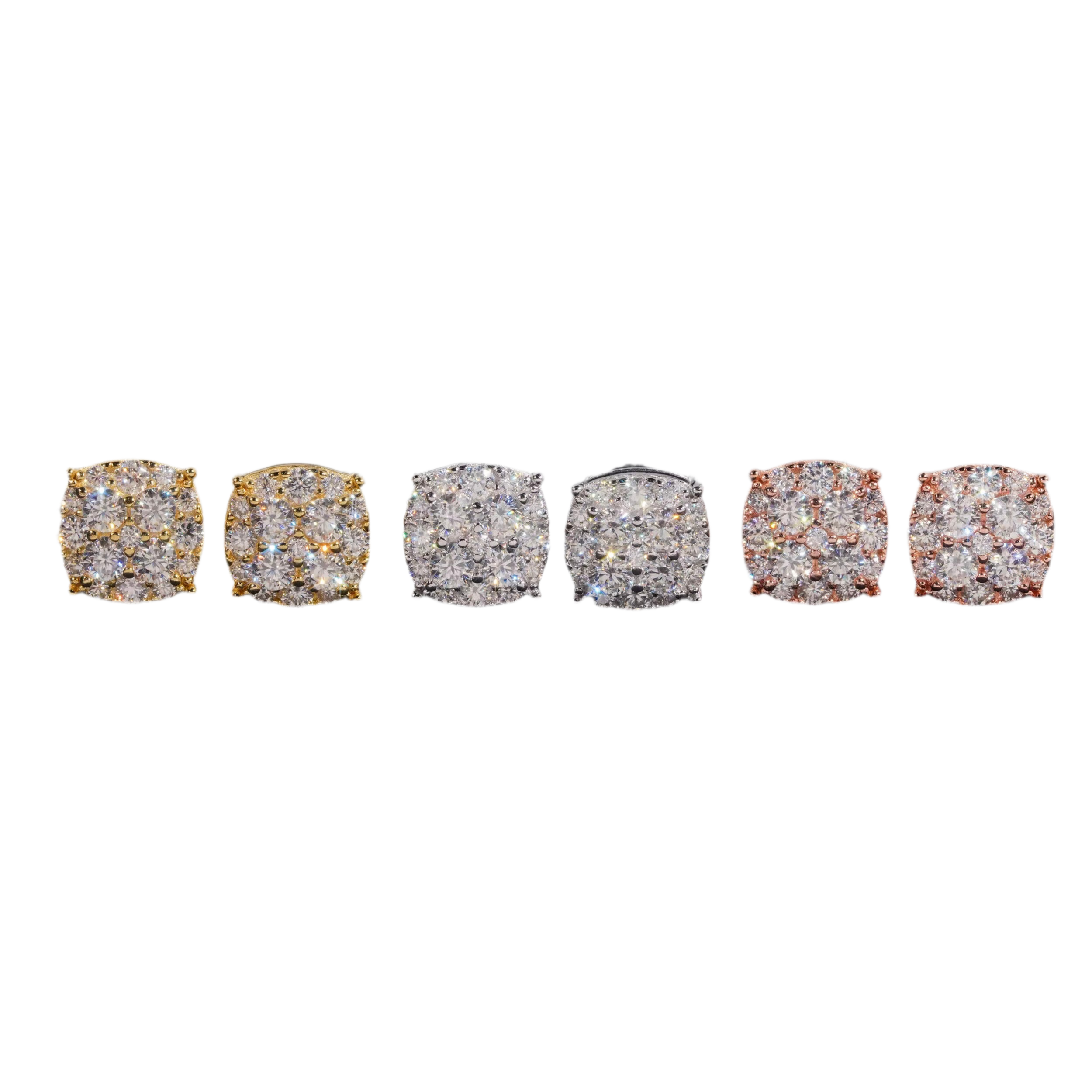 925 Sterling Silver VVS Square Stud Earrings