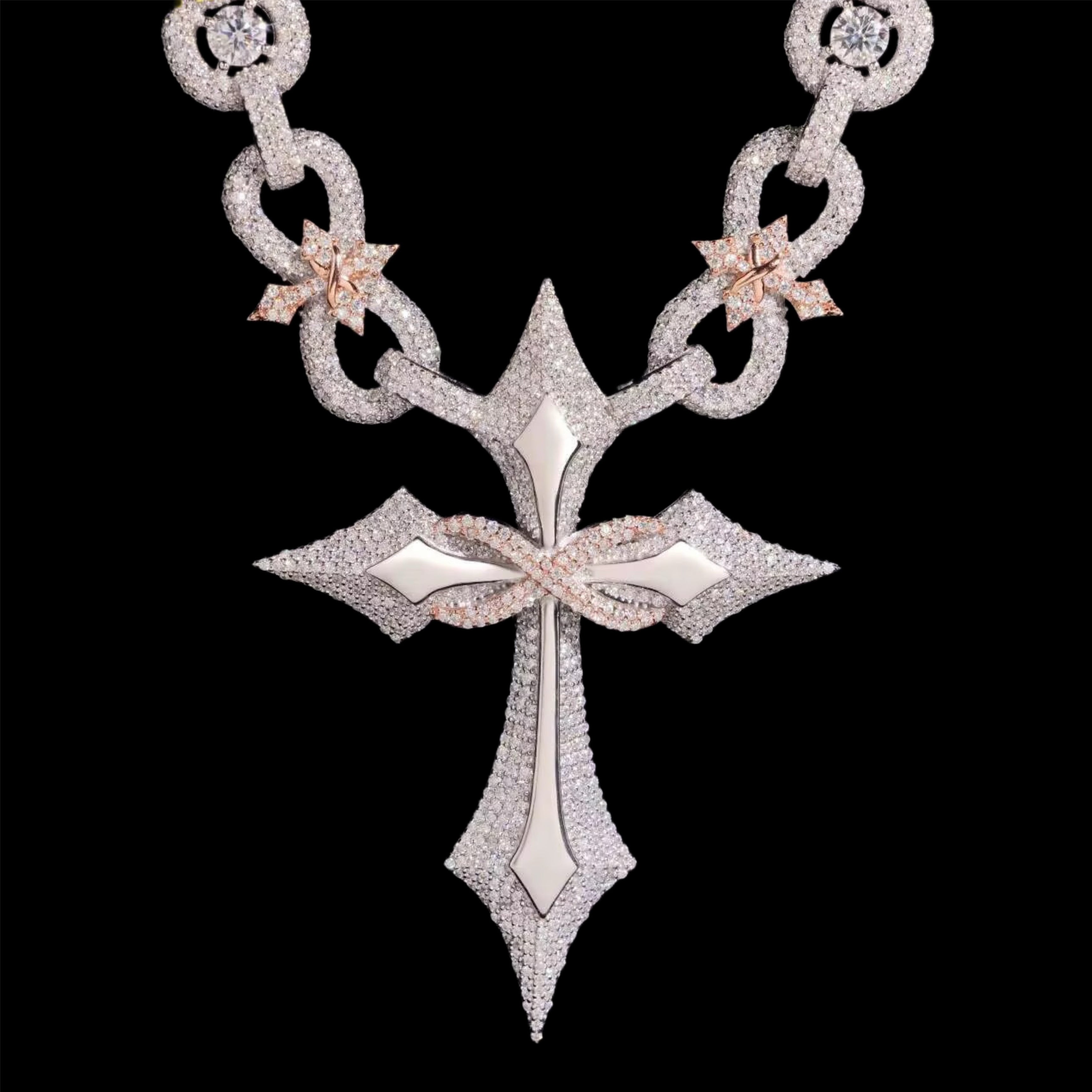 Infinity Star Link Chain Cross Pendant