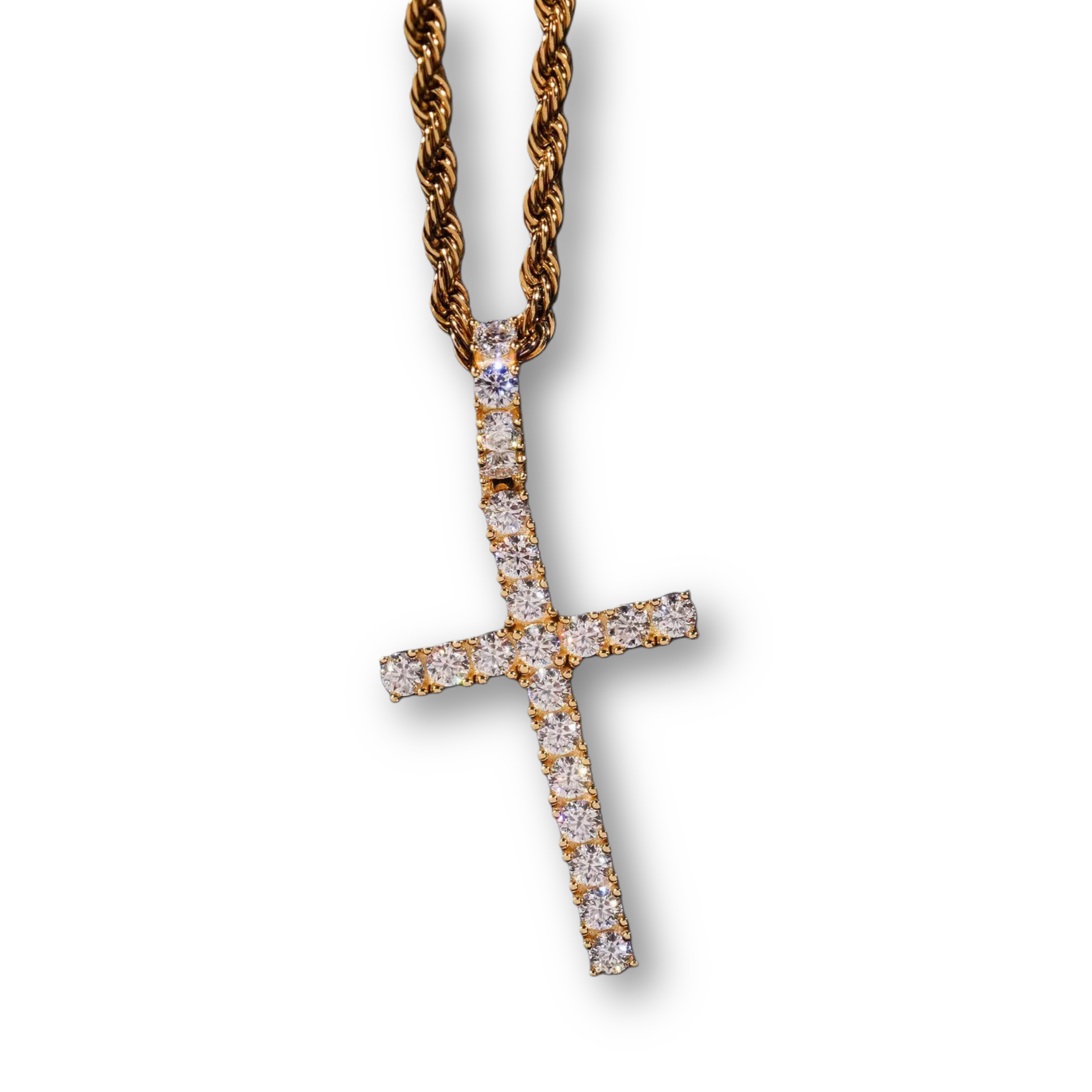 2.84 CT 14K gold single row cross pendant