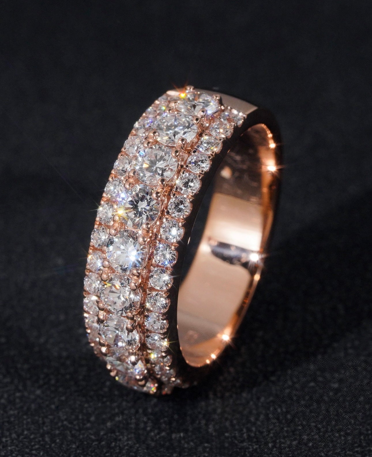 9K Solid Rose Gold VVS Lab diamonds ring