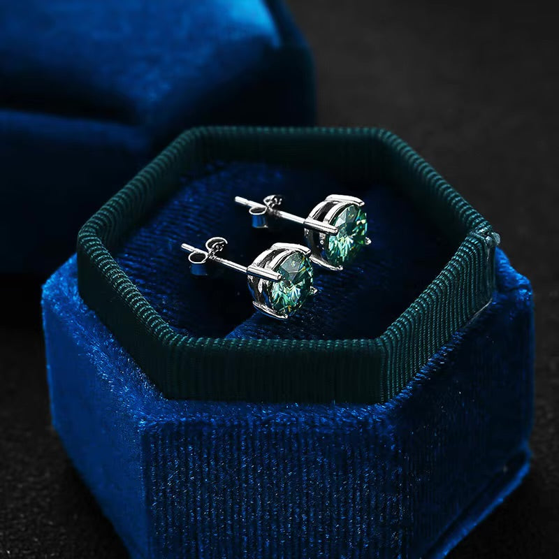 S925  VVS1 Green Stud earrings