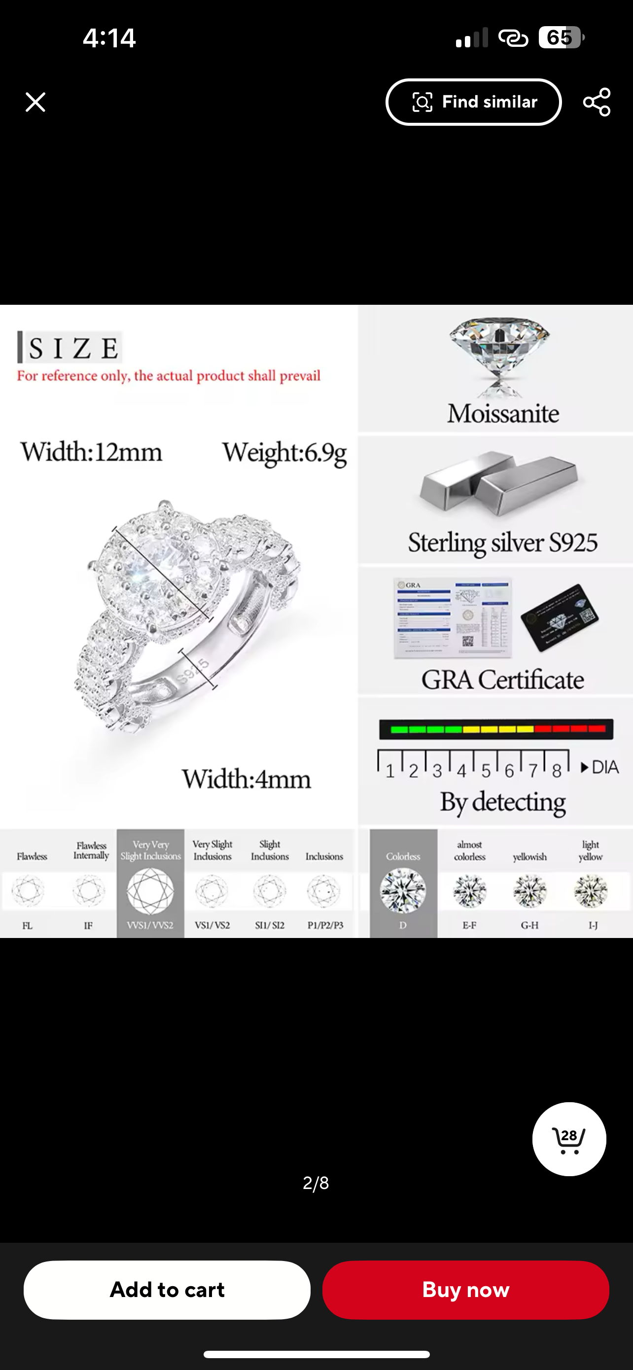 Men VVS Moissanite Ring