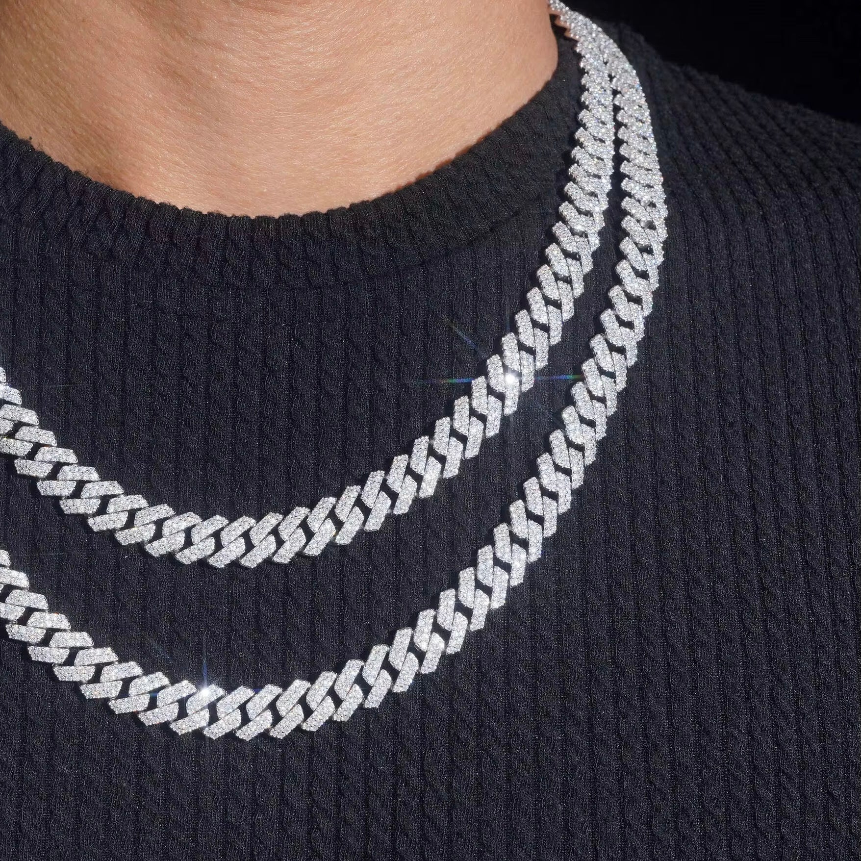 10mm 2 row moissanite cuban chain