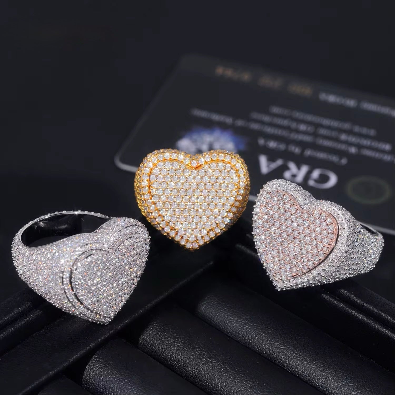 S925  VVS Heart Iced Ring