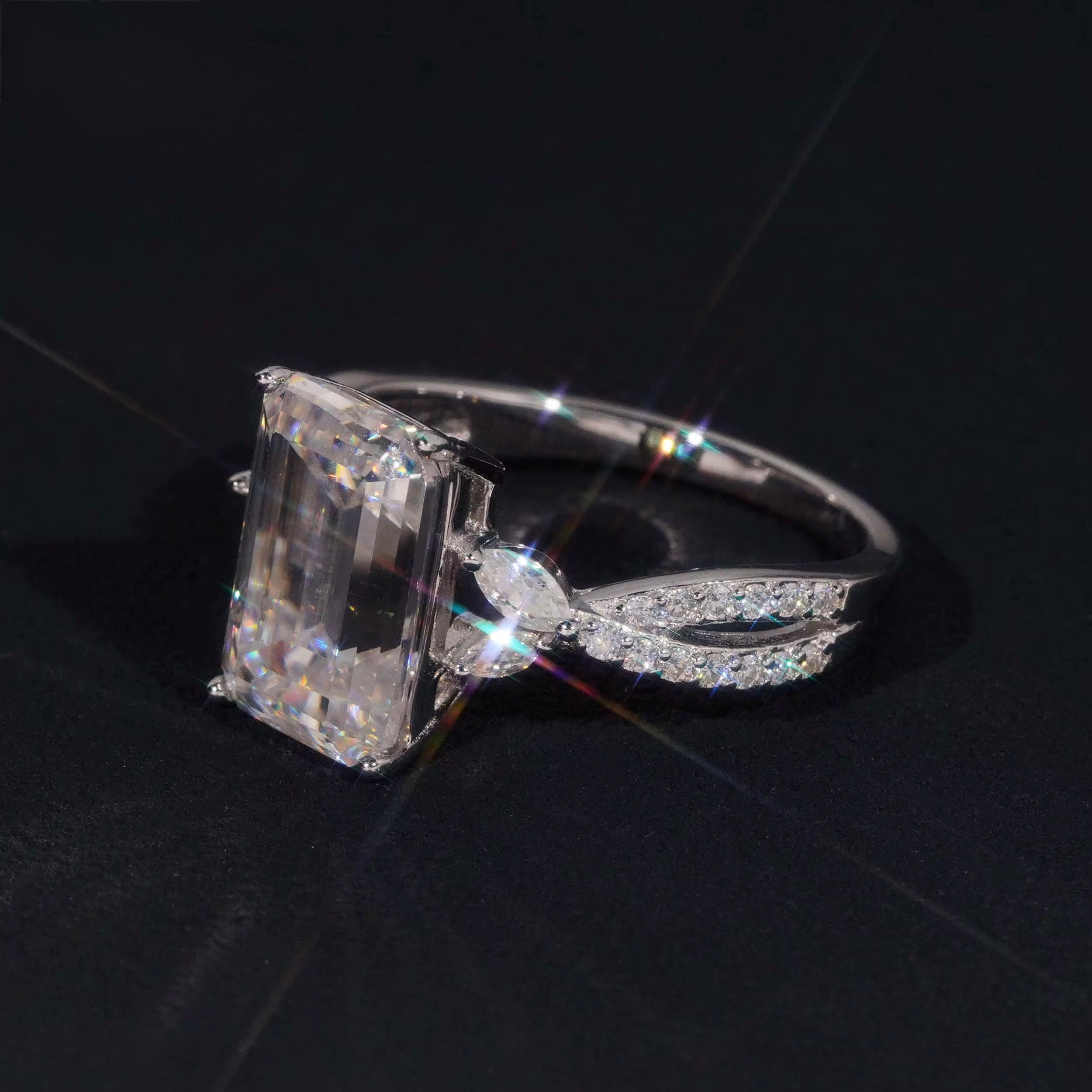 5ct Emerald cut VVS S925 ring