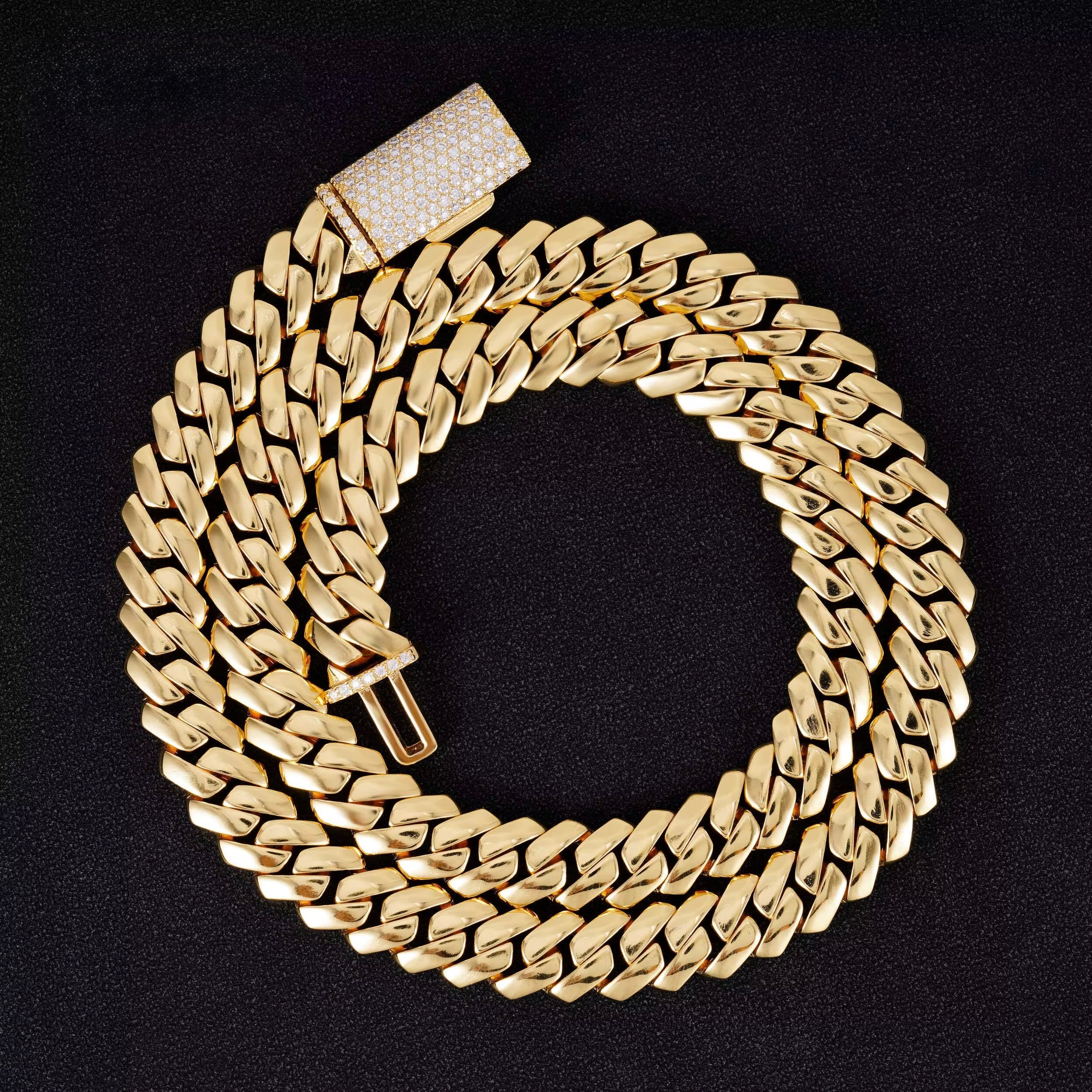 12mm 14K Gold cuban link necklace