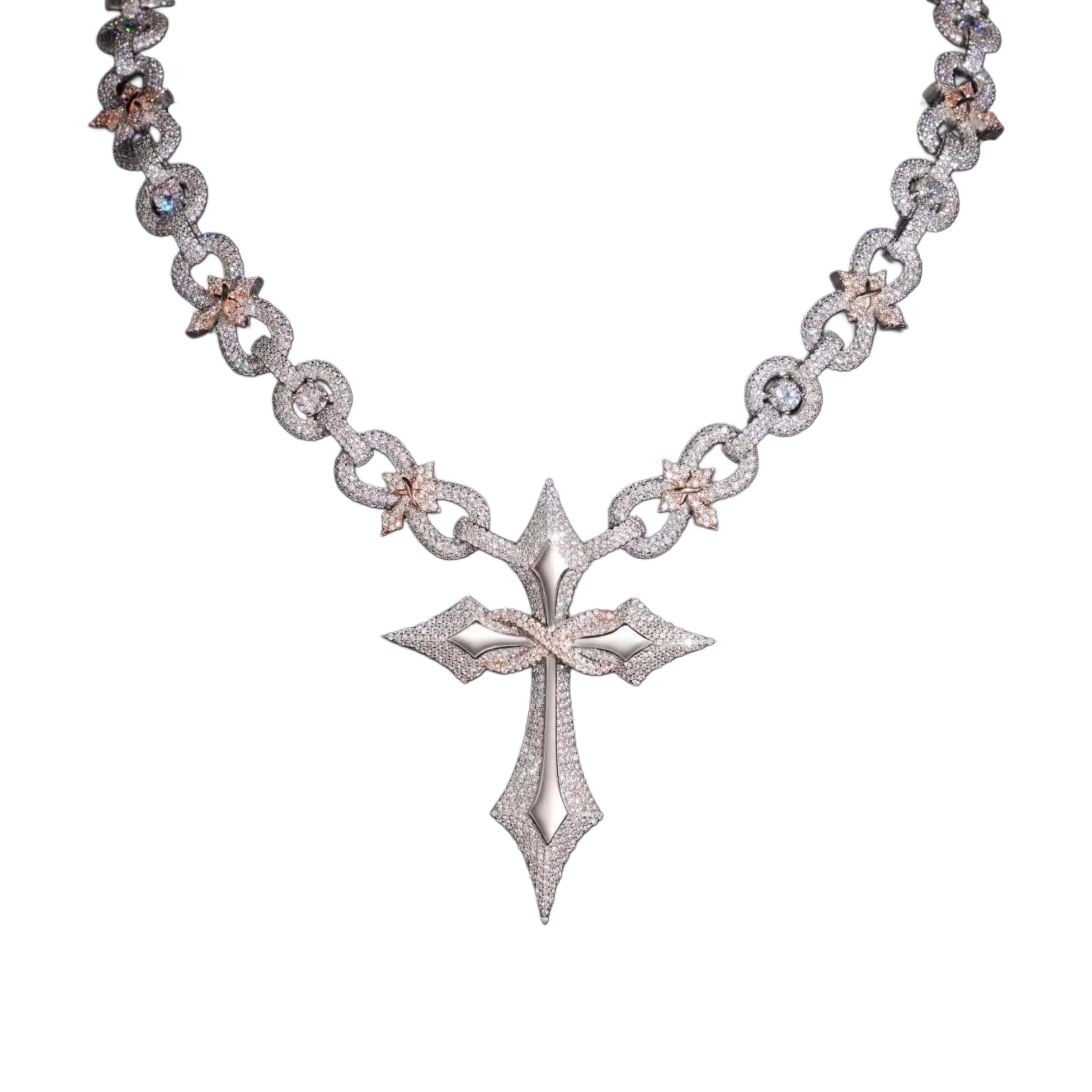 Infinity Star Link Chain Cross Pendant