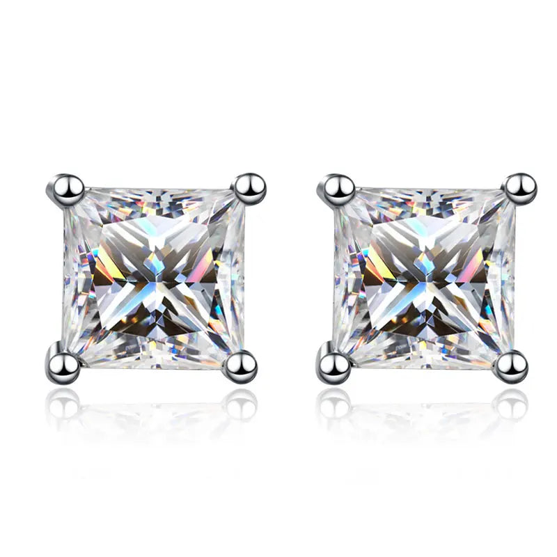 VVS1 S925 Princess Cut Stud Earrings