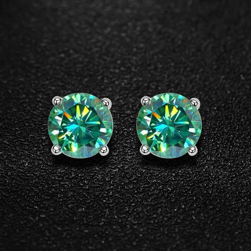 S925  VVS1 Green Stud earrings