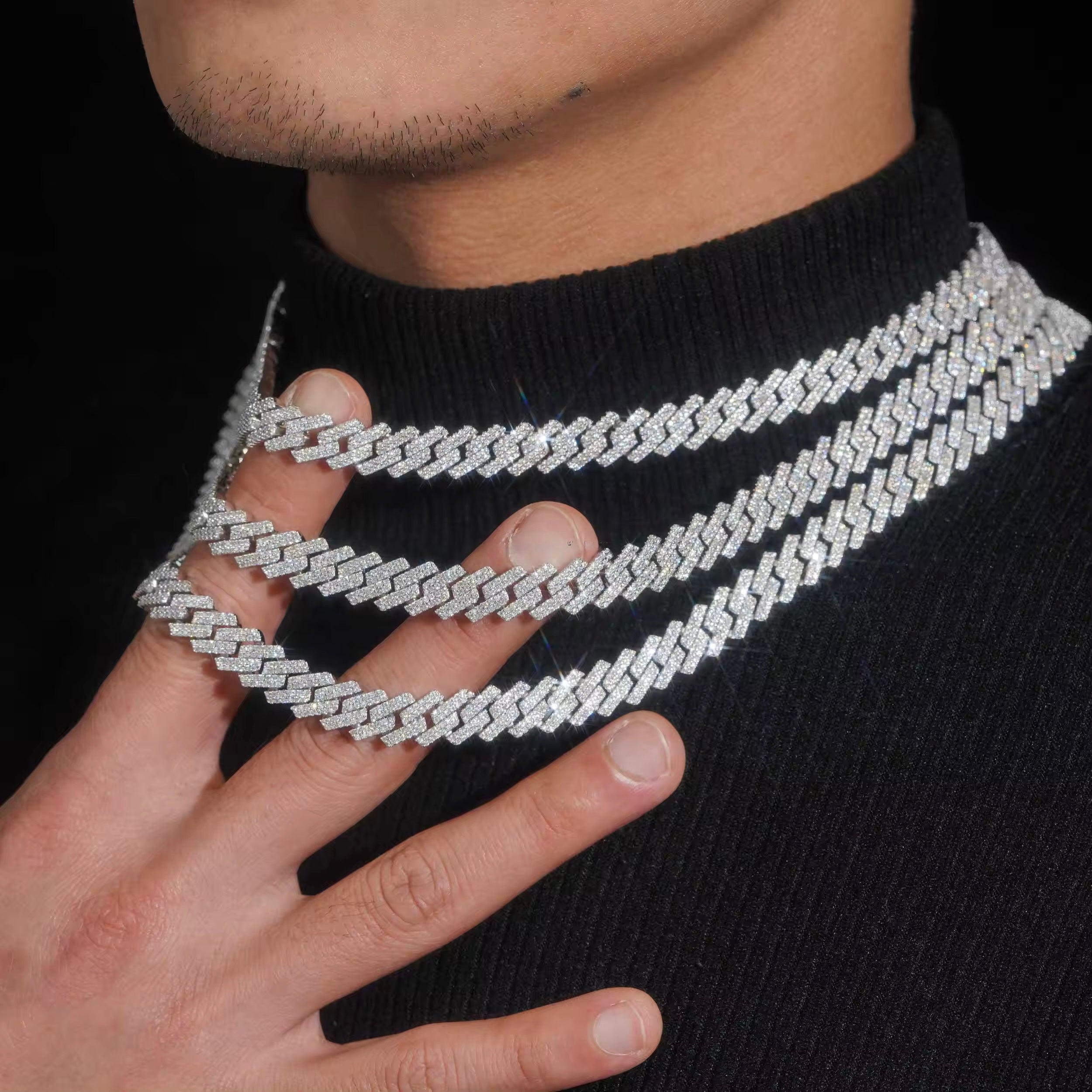 10mm 2 row moissanite cuban chain