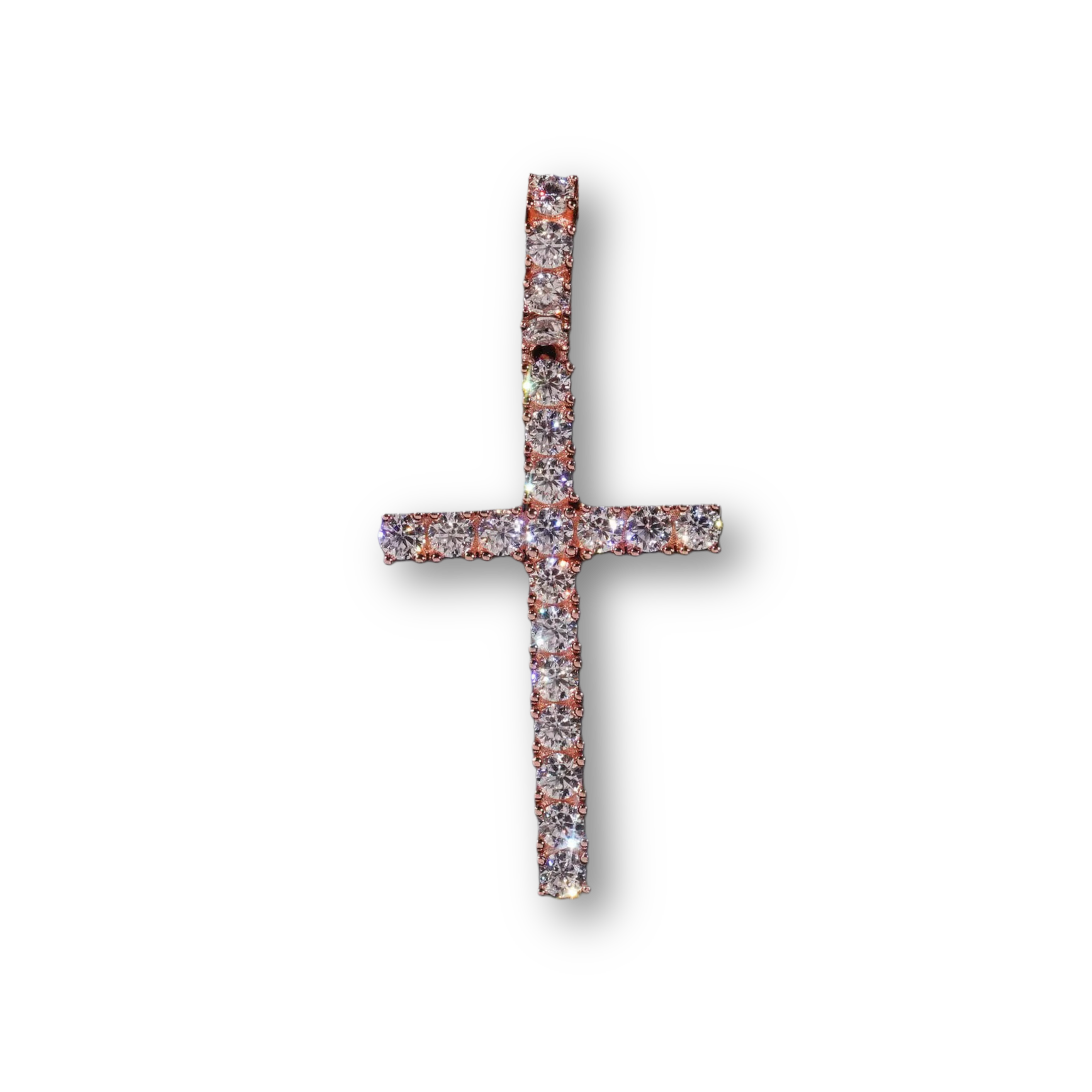 2.84 CT 14K gold single row cross pendant
