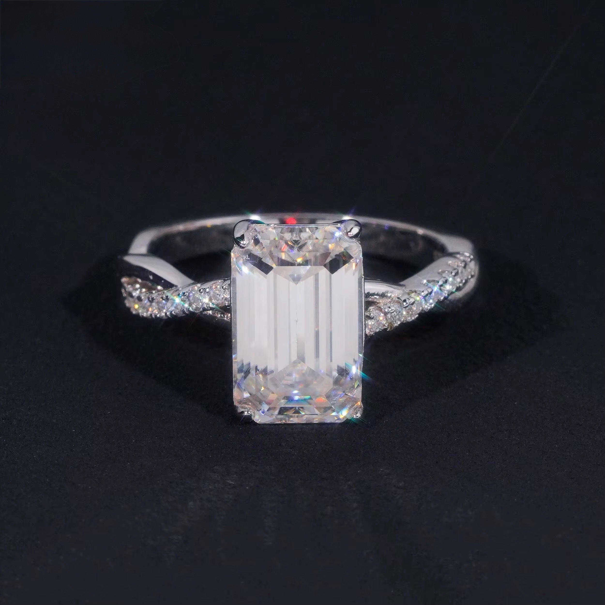 4ct emerald cut vvs s925 ring